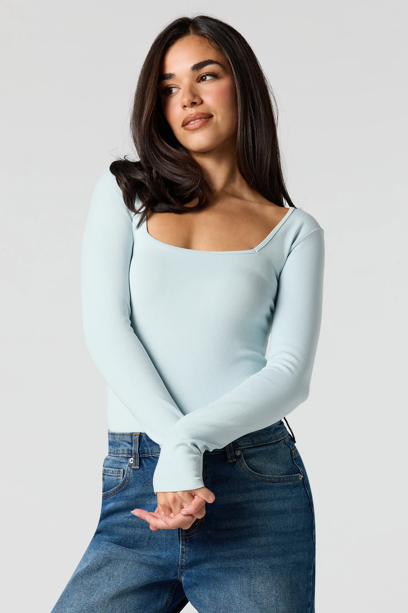 Square Neck Long Sleeve Bodysuit