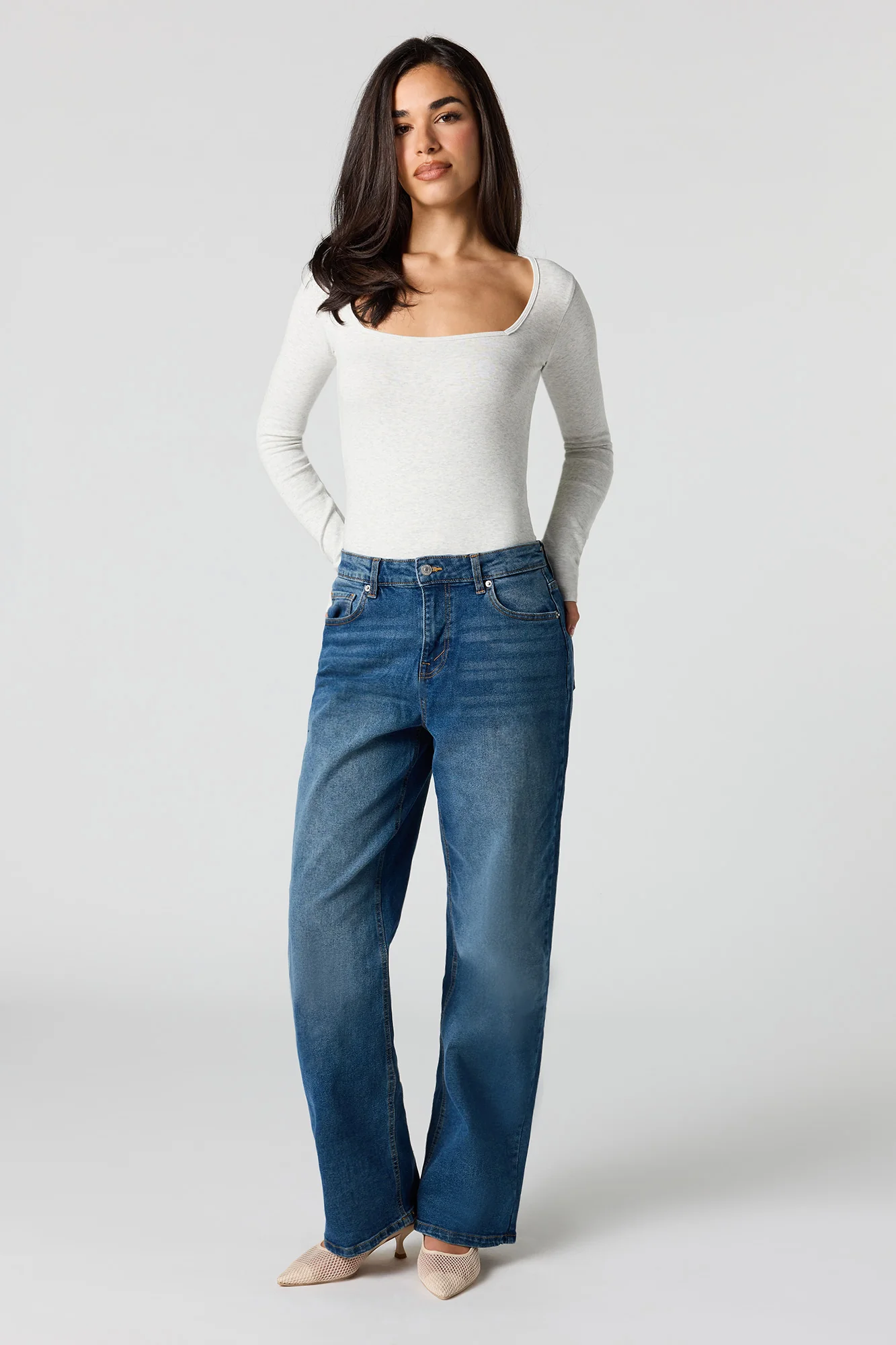 Square Neck Long Sleeve Bodysuit - Image 15