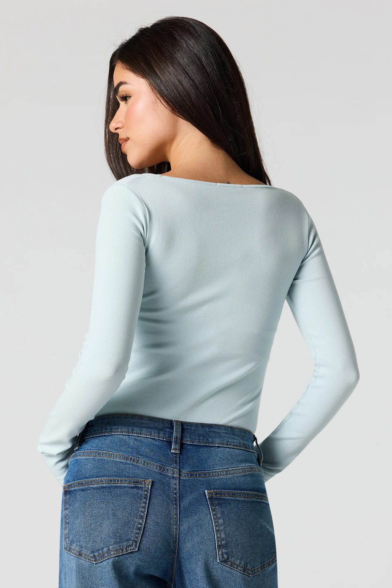 Square Neck Long Sleeve Bodysuit - Image 2