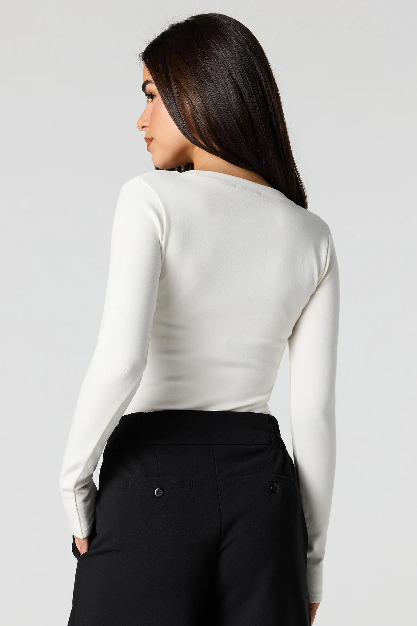 Scoop Neck Long Sleeve Bodysuit - Image 10