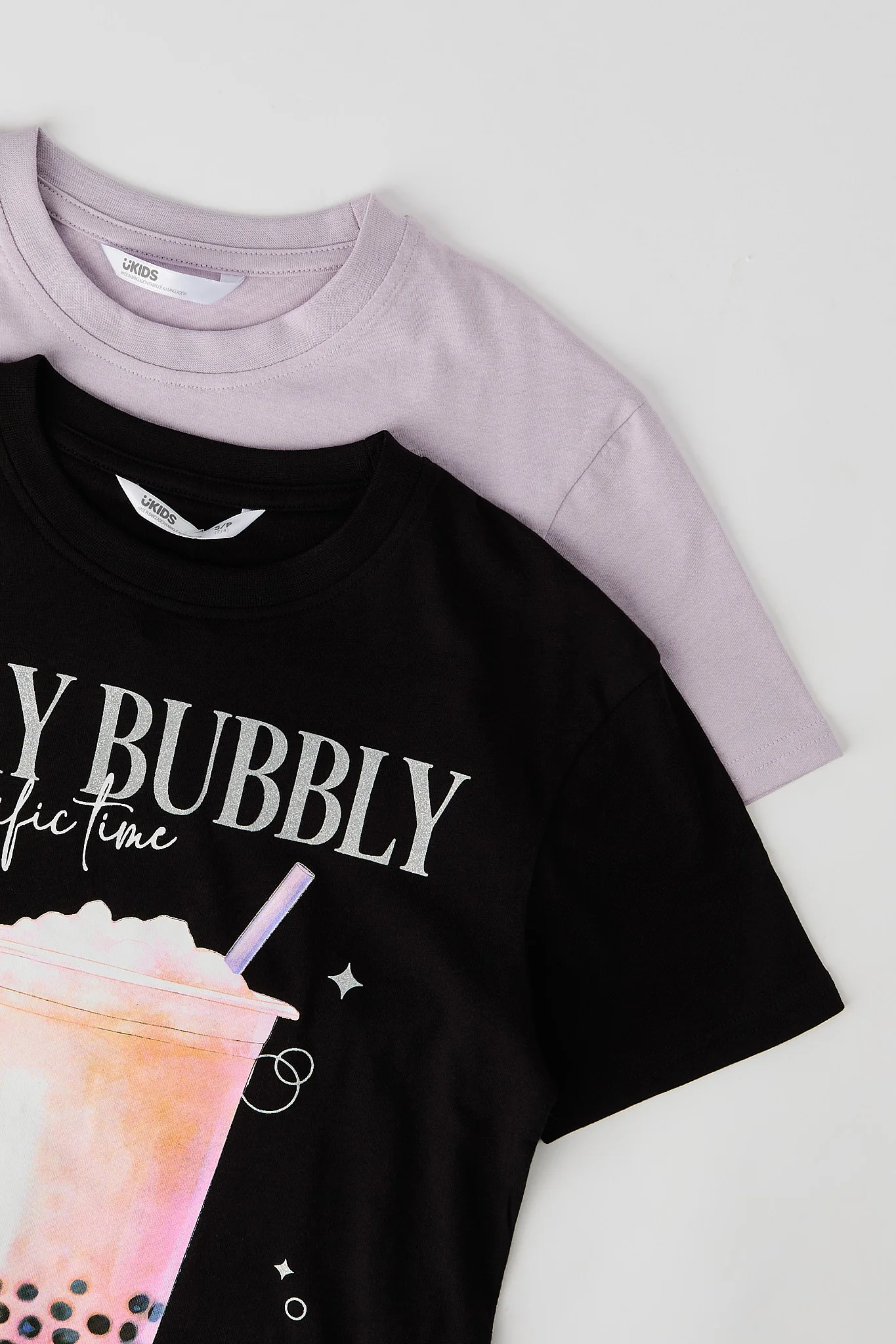 Girls Luxe Heavy Cotton Graphic & Solid T-Shirt (2 Pack)