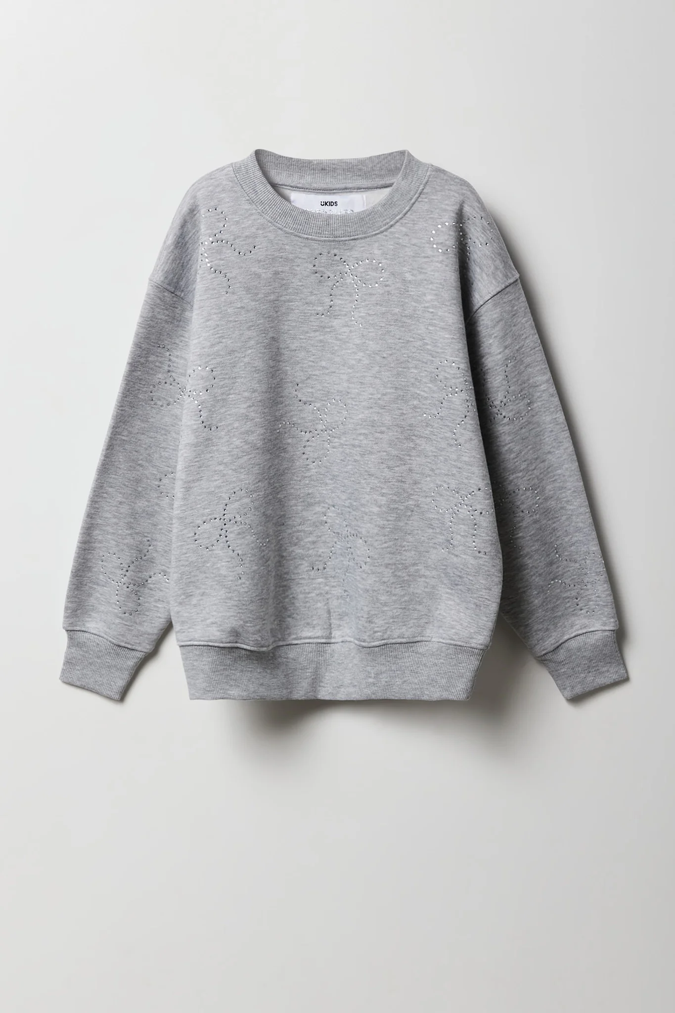 Girls Rhinestone Bow Oversized Sweatshirt