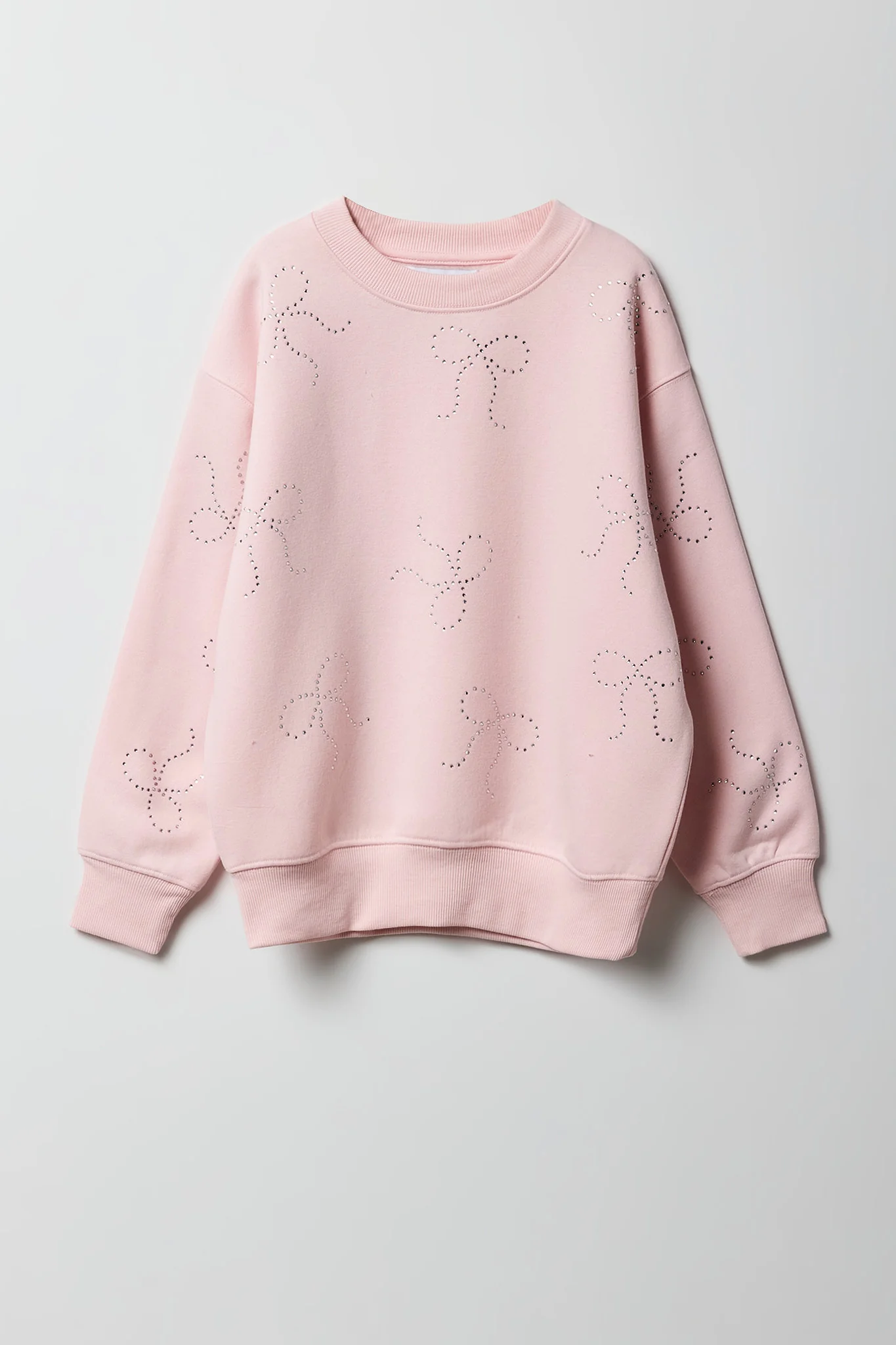 Girls Rhinestone Bow Oversized Sweatshirt - Image 3