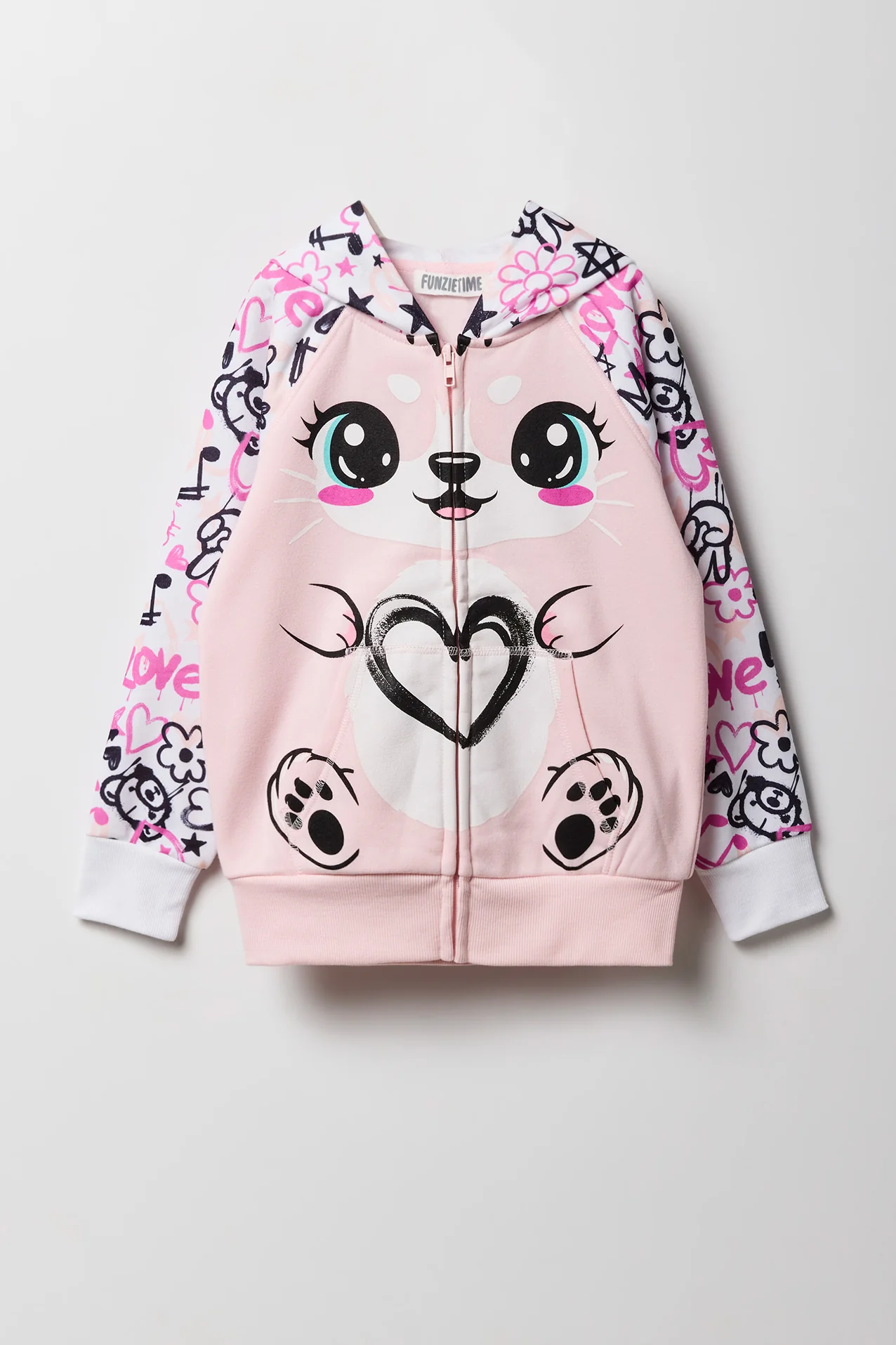 Girls 3D Unicorn Donut Zip-Up Character Hoodie - Image 2