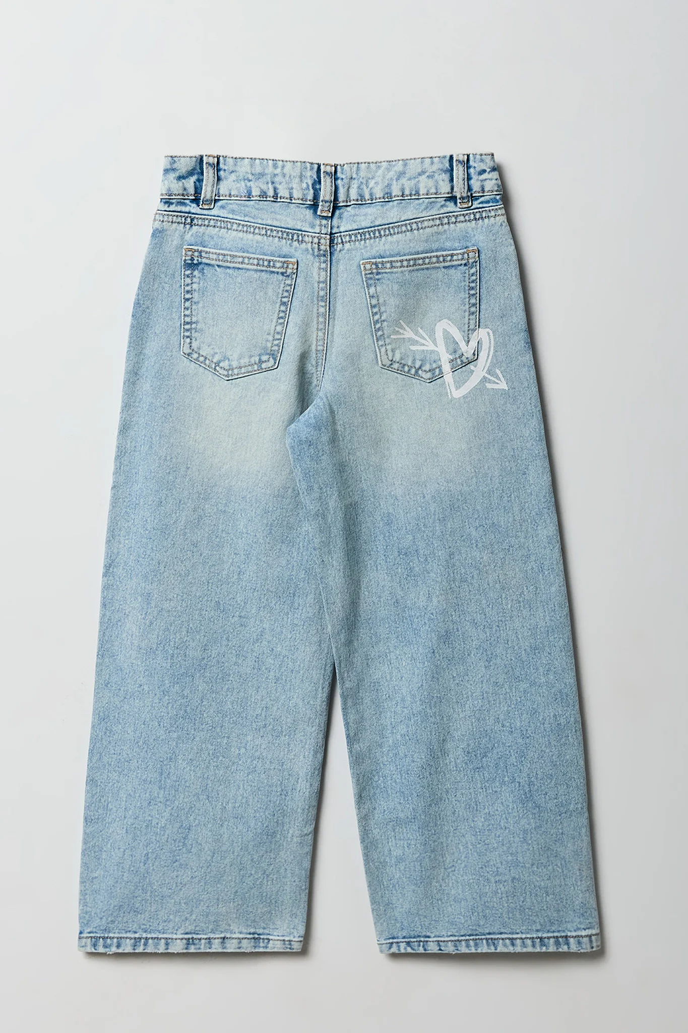 Girls Rhinestone Graphic Baggy Wide Leg Jean - Image 2