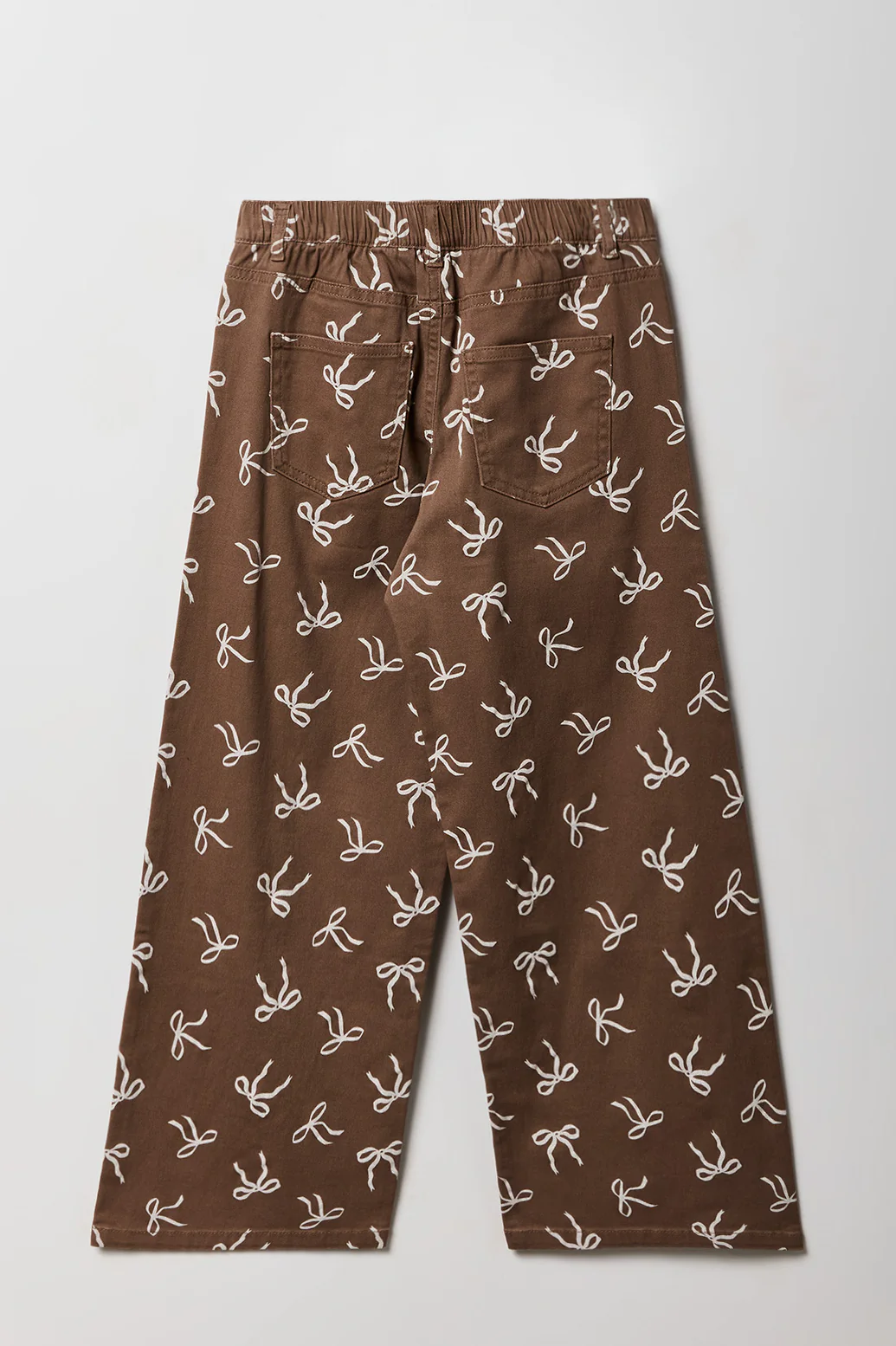 Girls Mid Rise Wide Leg Bow Print Pant - Image 2