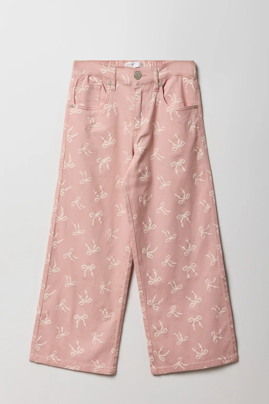 Girls Mid Rise Wide Leg Bow Print Pant - Image 3