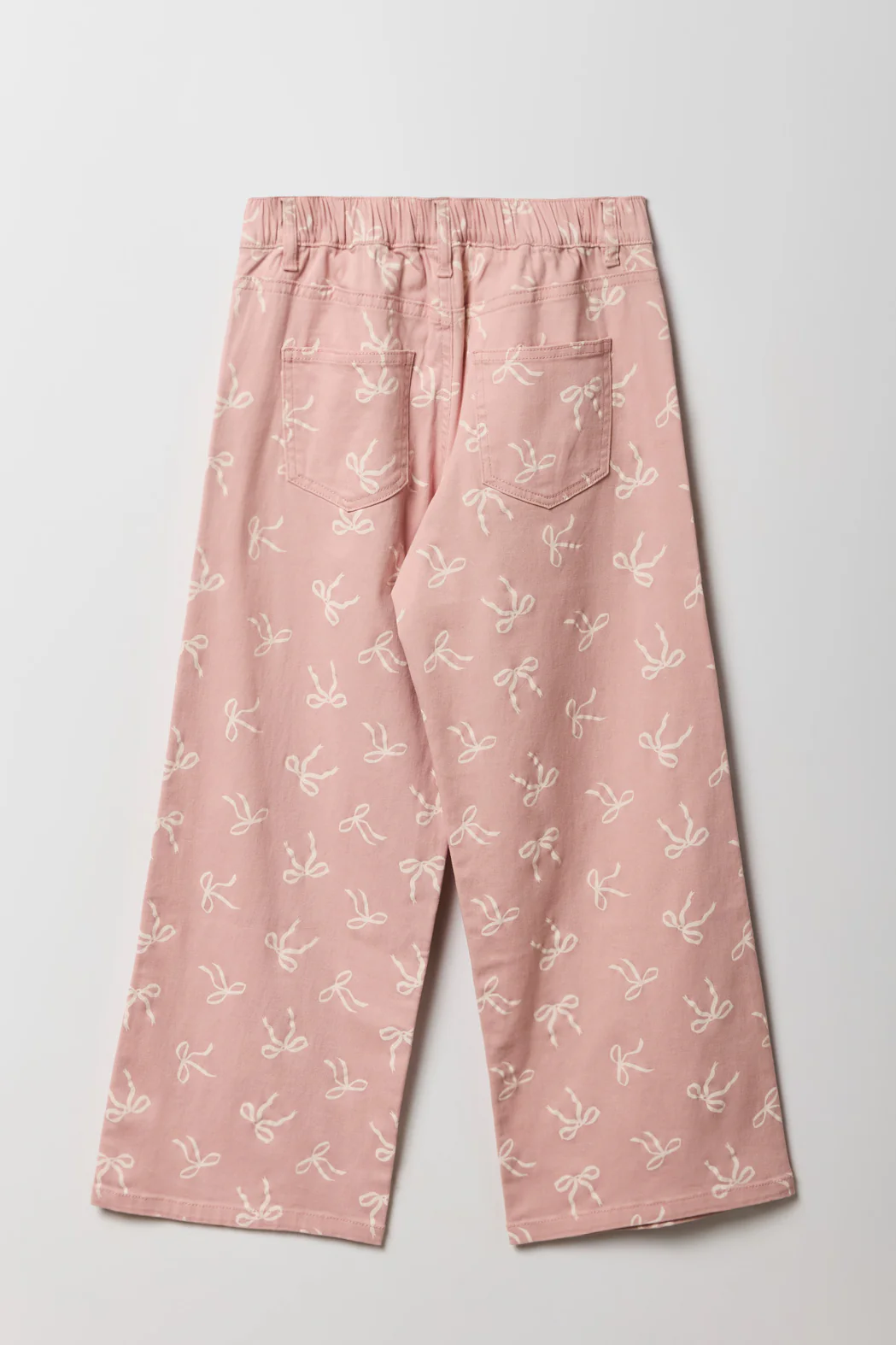 Girls Mid Rise Wide Leg Bow Print Pant - Image 4