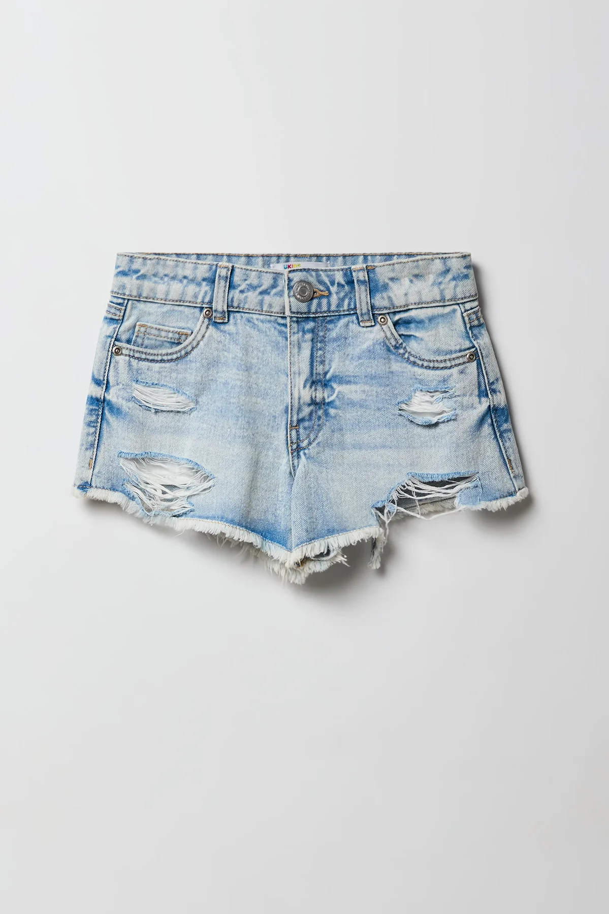 Girls Ripped Low Rise Denim Beach Short - Image 3