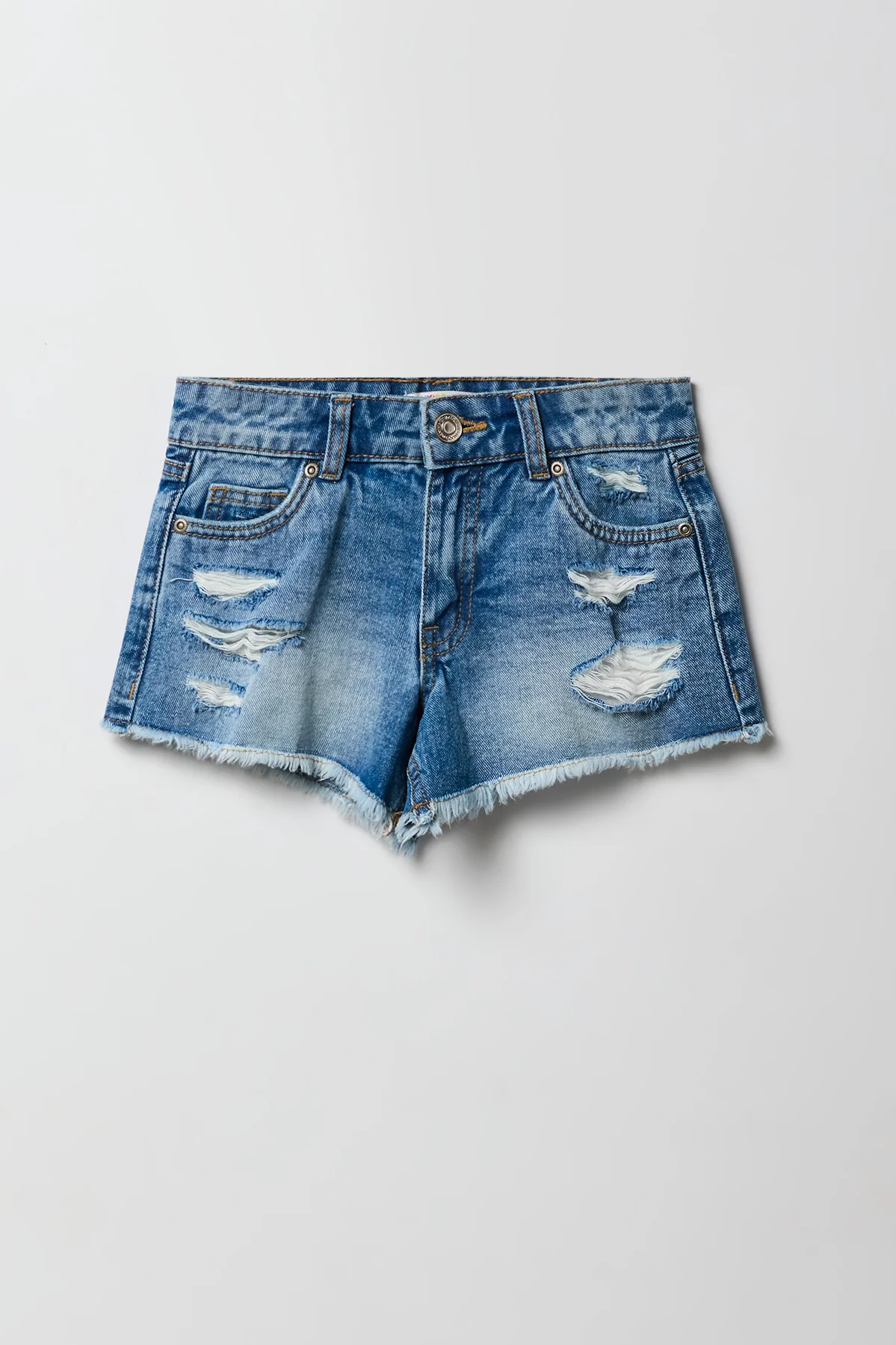 Girls Ripped Low Rise Denim Beach Short - Image 5