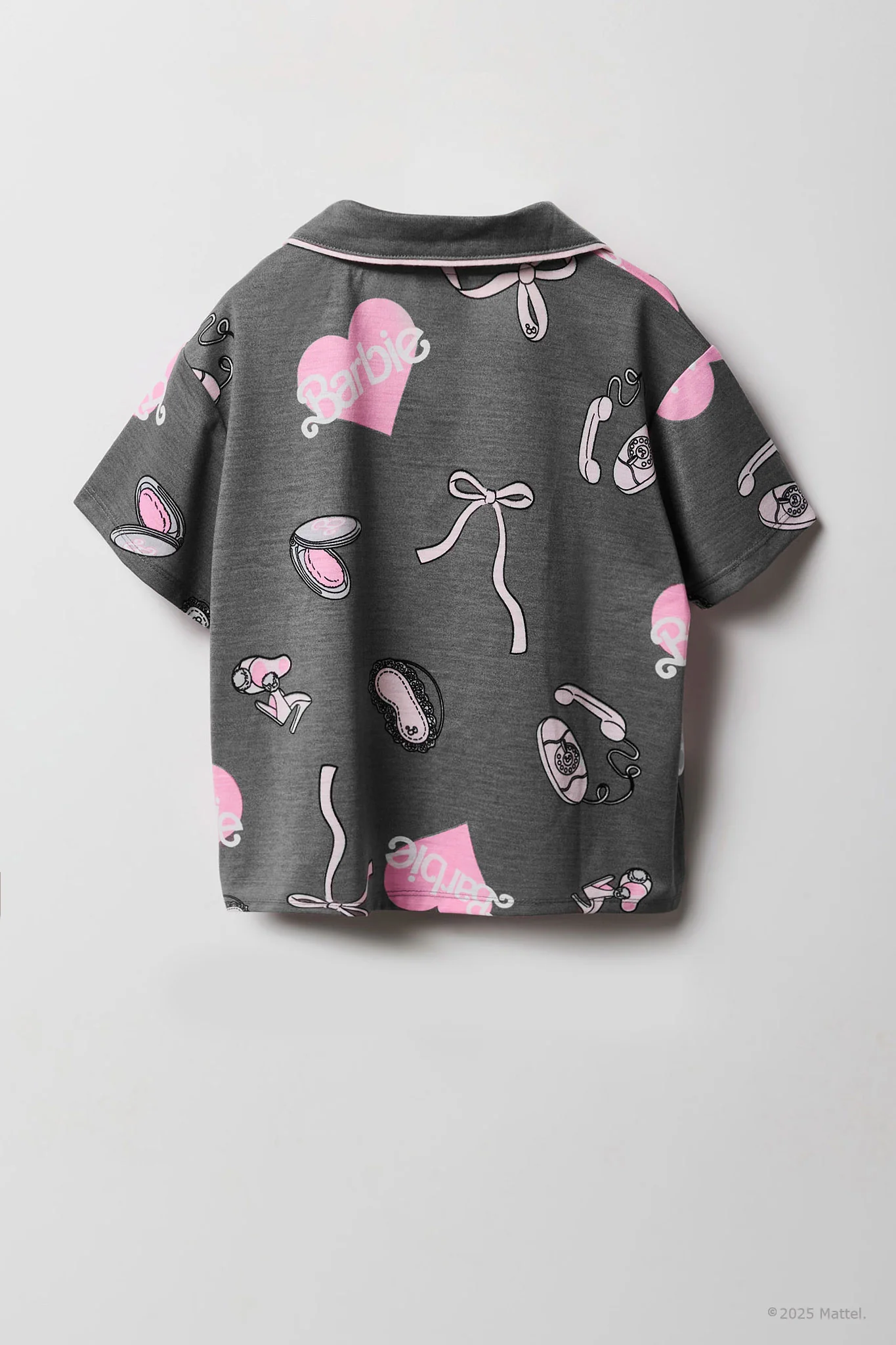 Barbie™ Girls Printed Button-Up Top & Short Pajama Set - Image 8