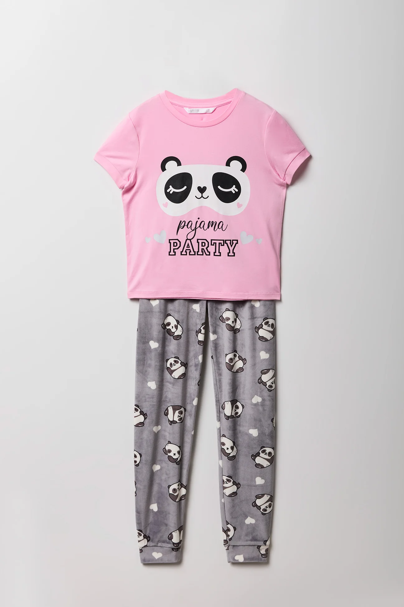 Girls Cute Graphic T-Shirt & Printed Velour Pajama Set - Image 31