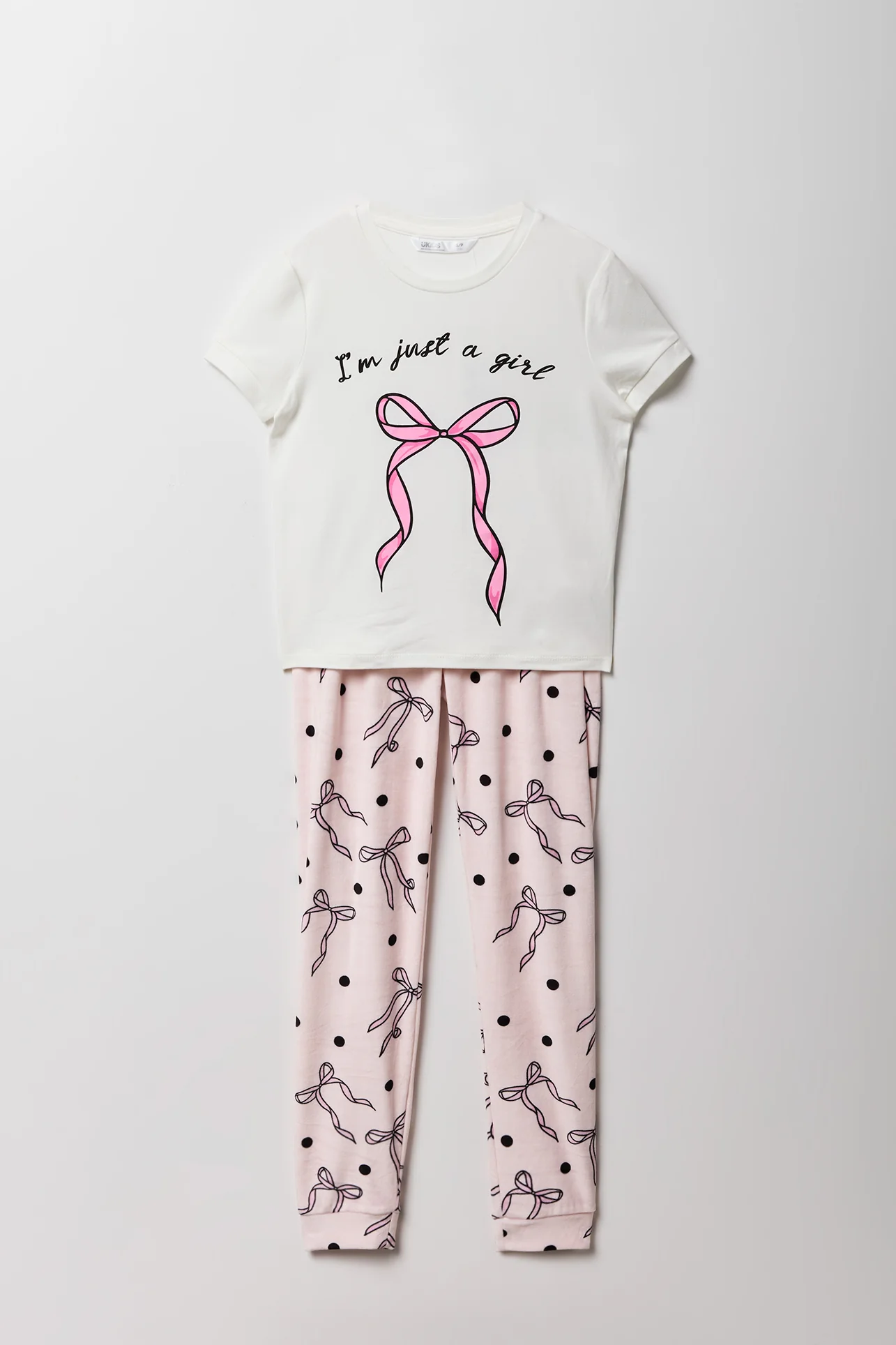 Girls Cute Graphic T-Shirt & Printed Velour Pajama Set - Image 36