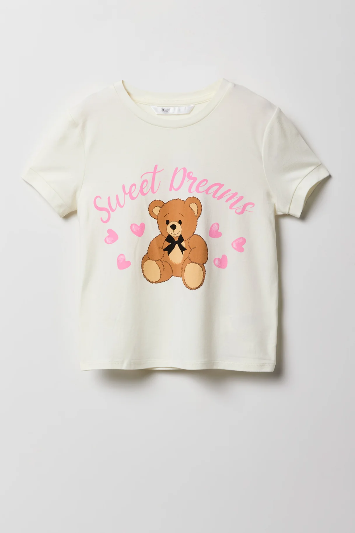 Girls Cute Graphic T-Shirt & Printed Velour Pajama Set - Image 7