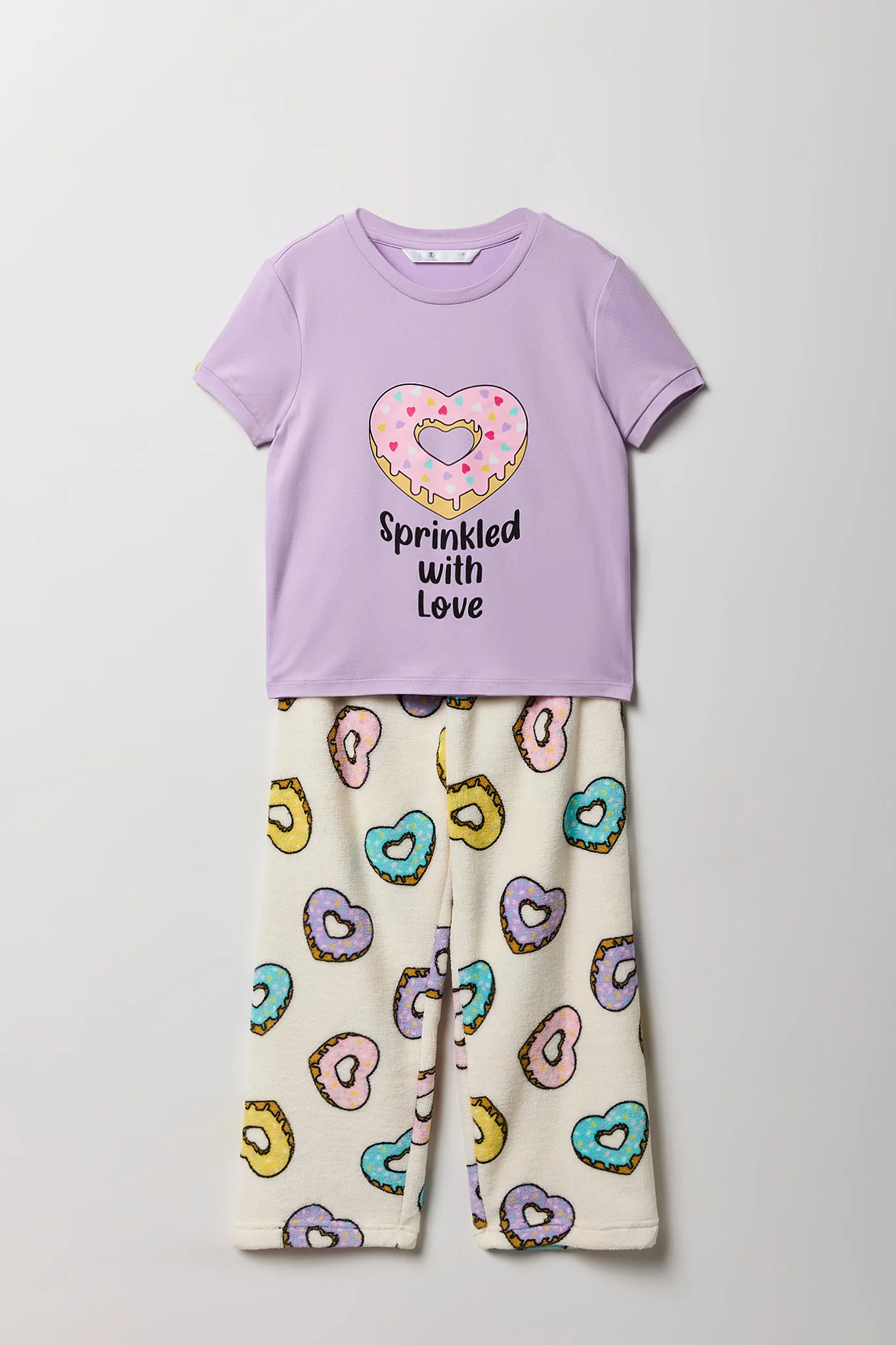 Girls Graphic T-Shirt & Plush Pant Pajama Set - Image 21