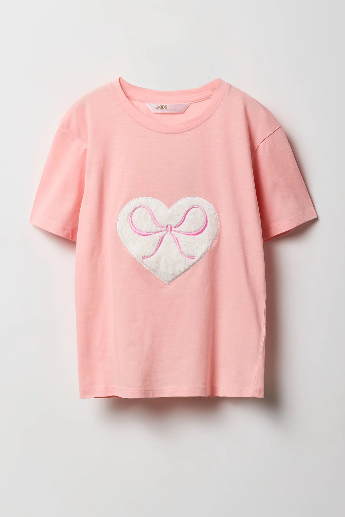 Girls Luxe Heavy Cotton Bow Chenille Embroidered T-Shirt