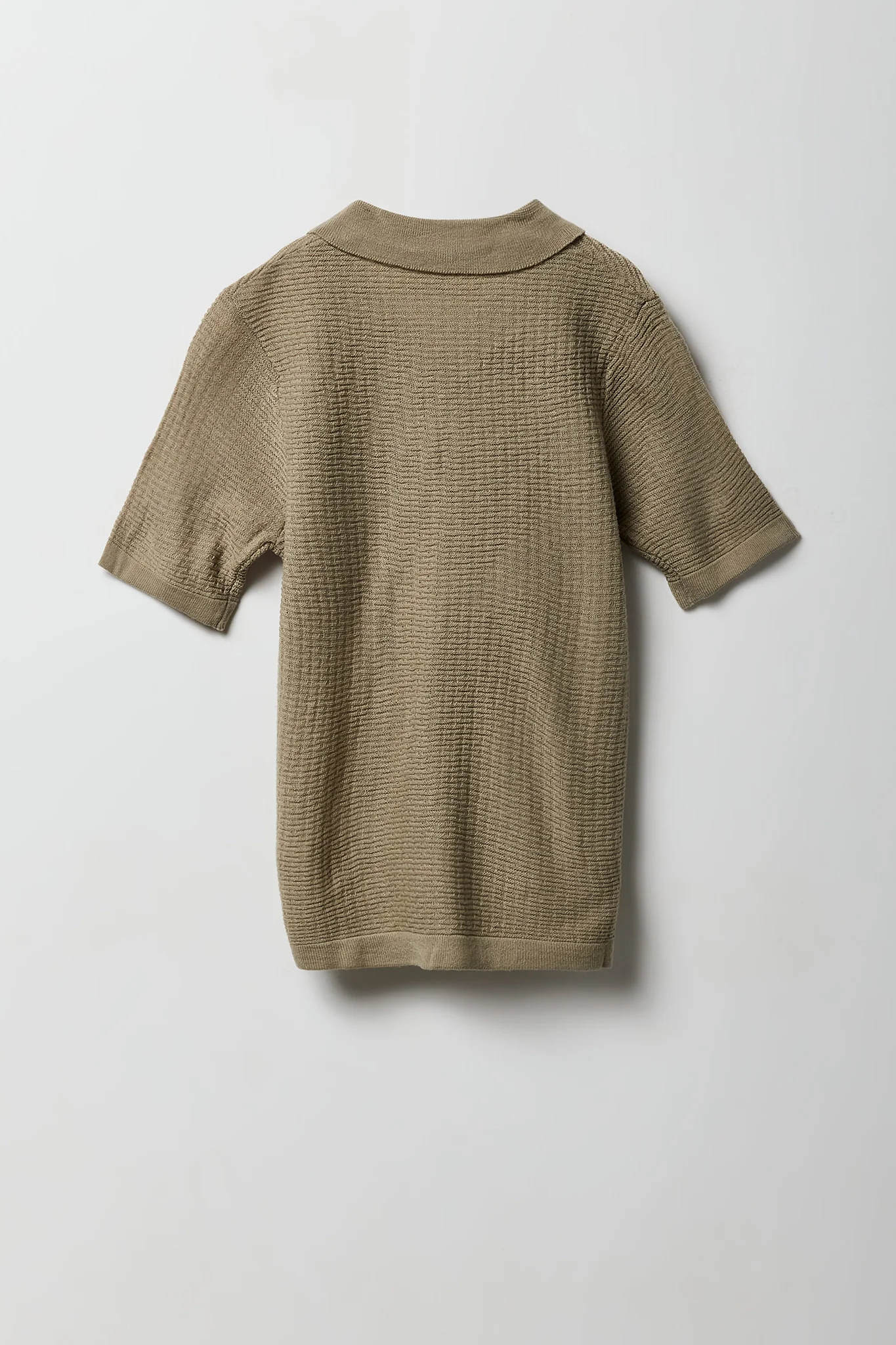 Boys Textured Knit Short Sleeve Button-Up Top - Image 2