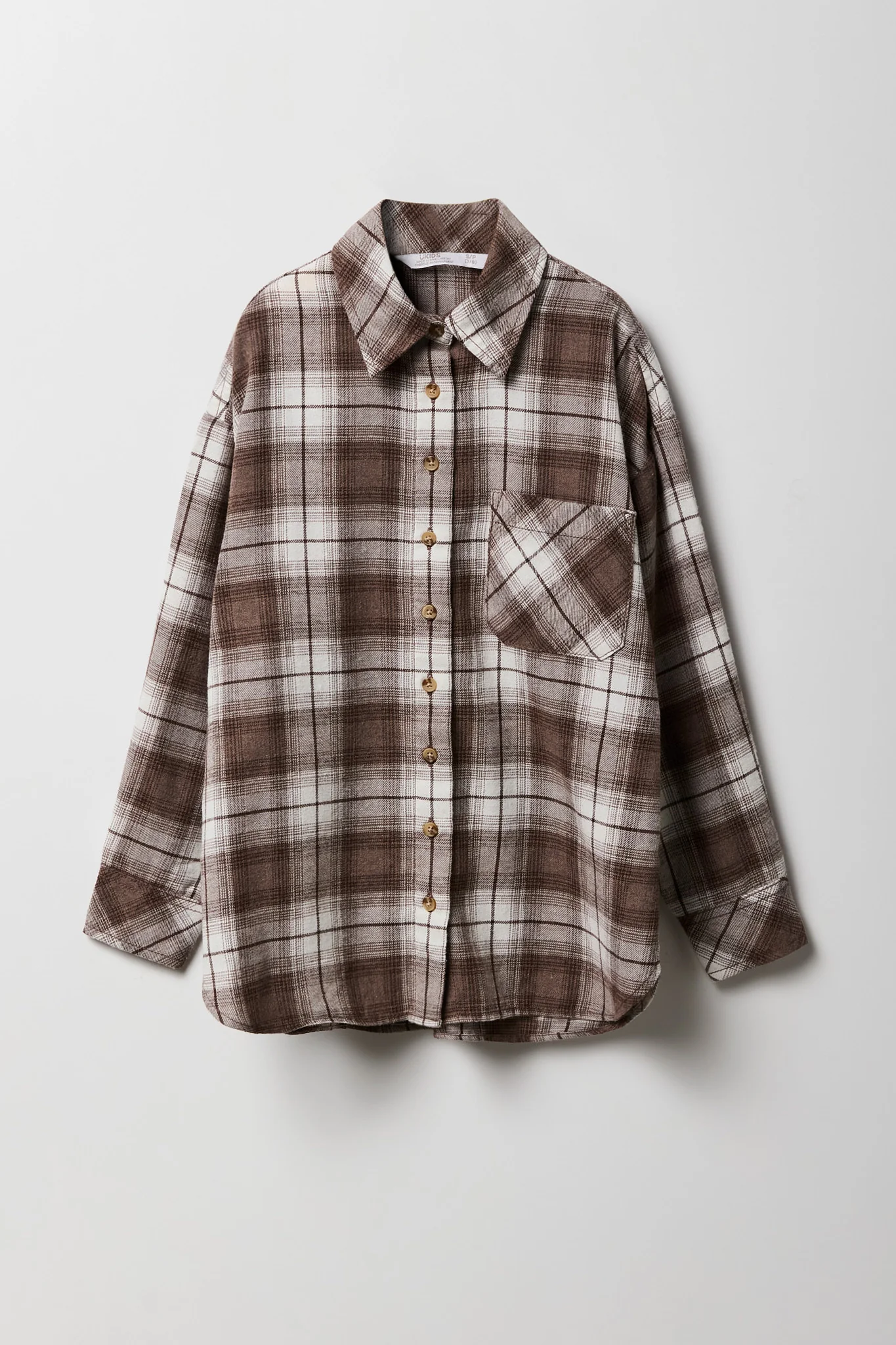 Girls Oversized Plaid Flannel Top - Image 10