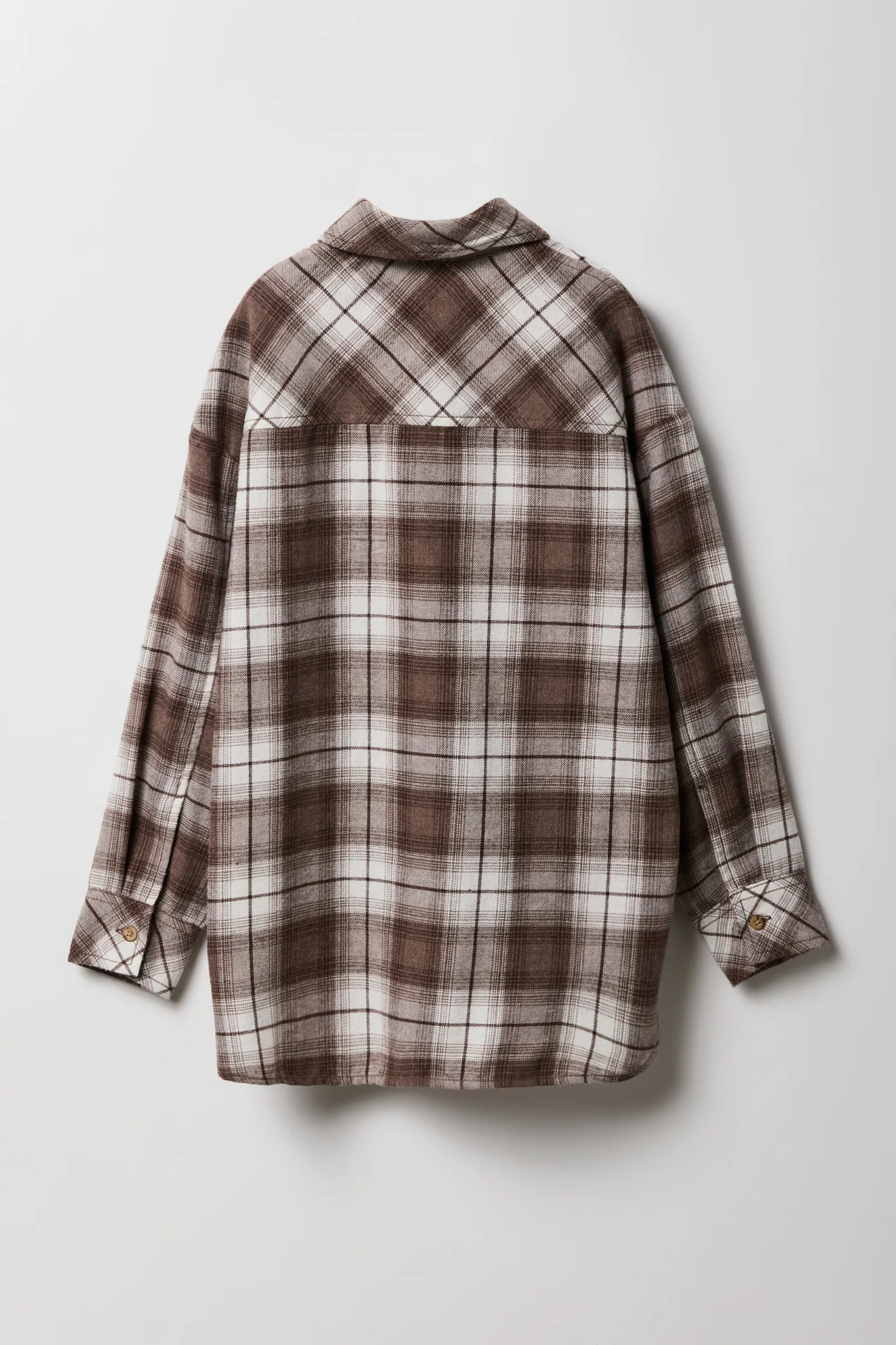Girls Oversized Plaid Flannel Top - Image 11
