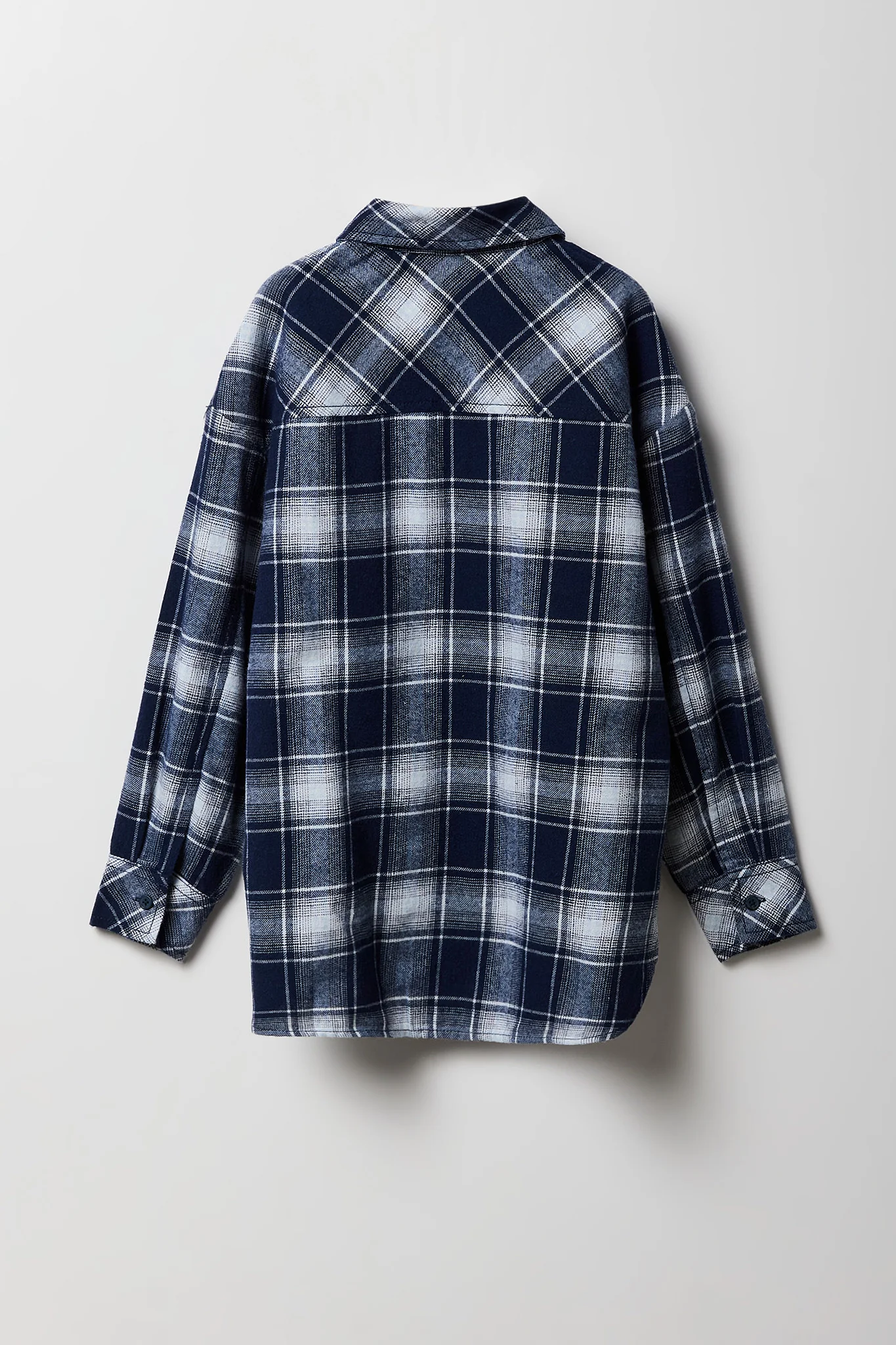 Girls Oversized Plaid Flannel Top - Image 2