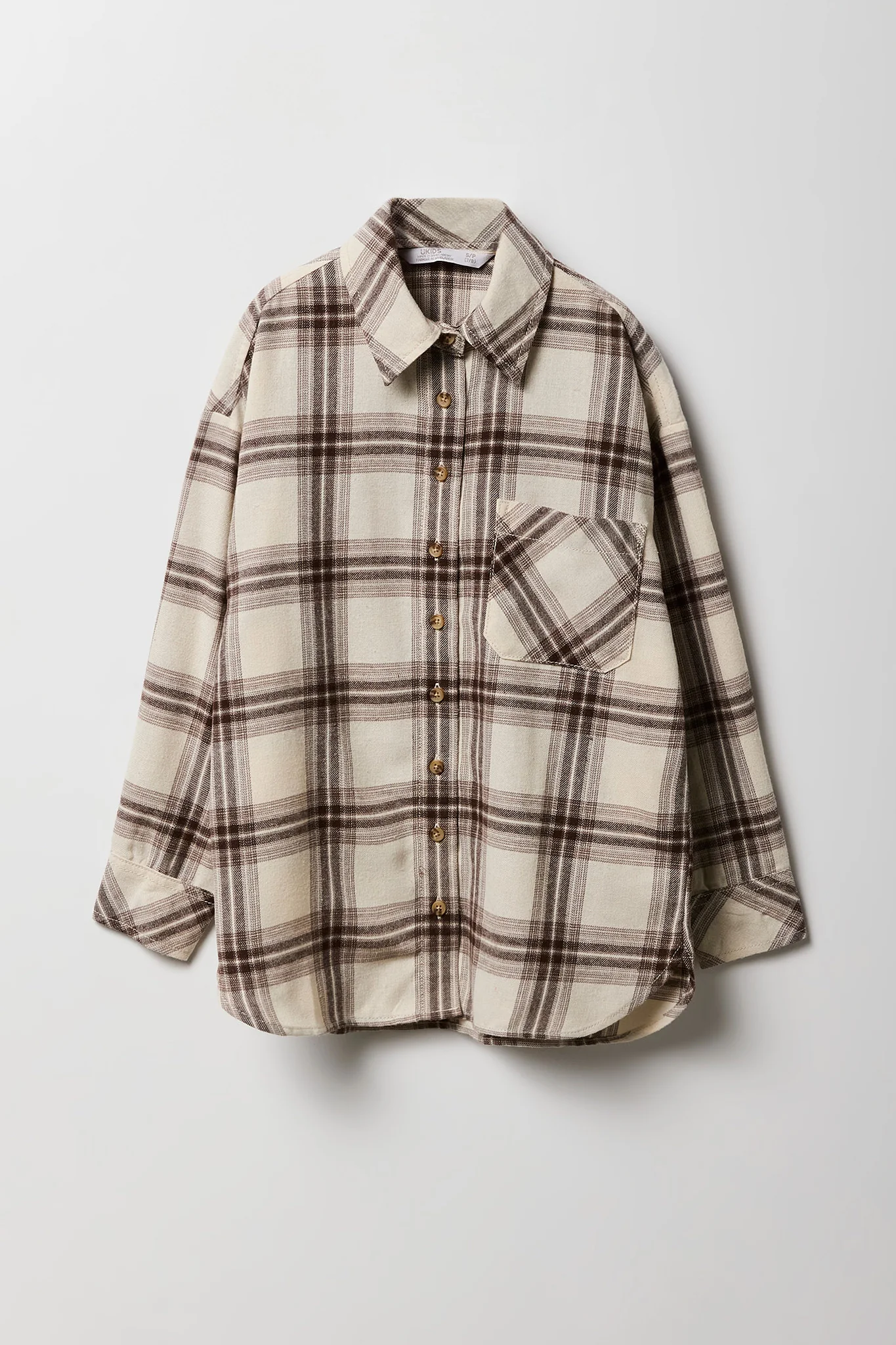 Girls Oversized Plaid Flannel Top - Image 3