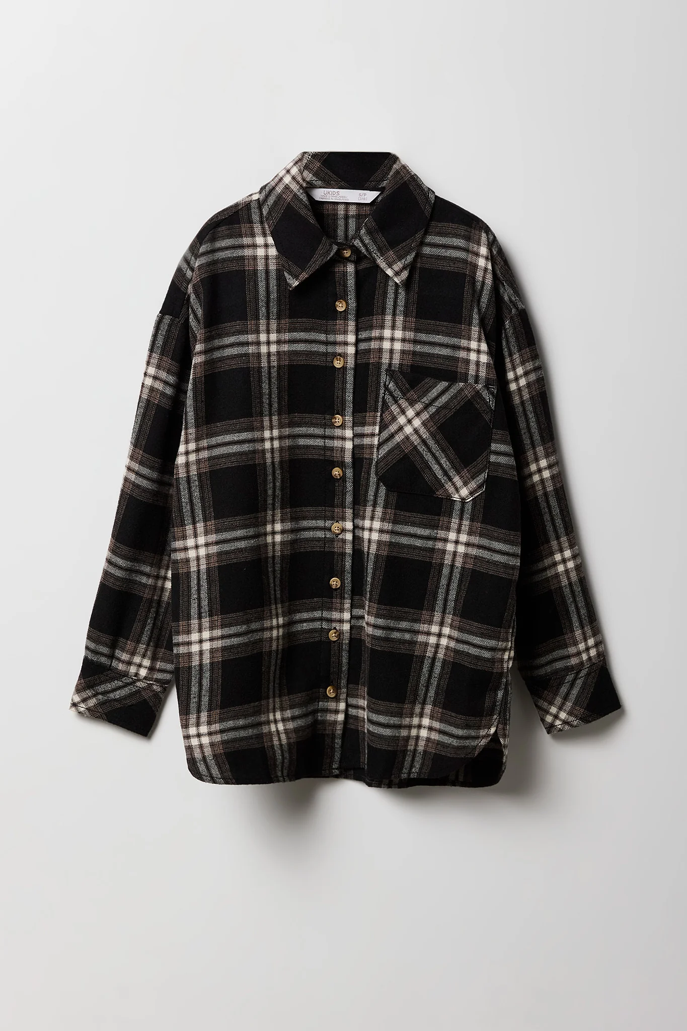 Girls Oversized Plaid Flannel Top - Image 5