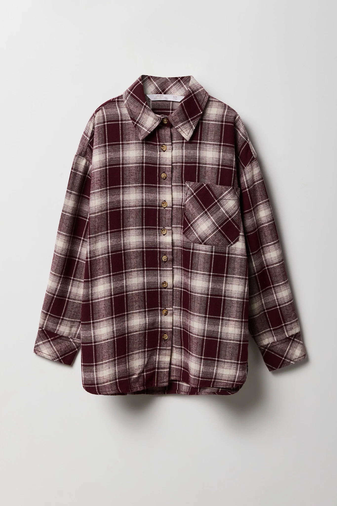 Girls Oversized Plaid Flannel Top - Image 8