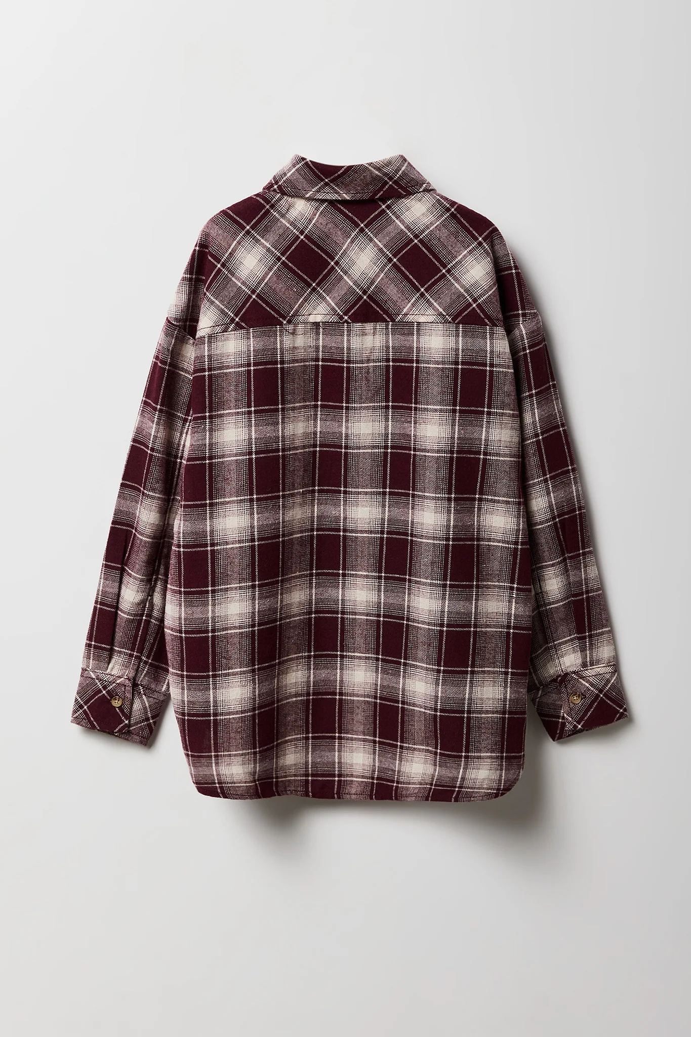 Girls Oversized Plaid Flannel Top - Image 9