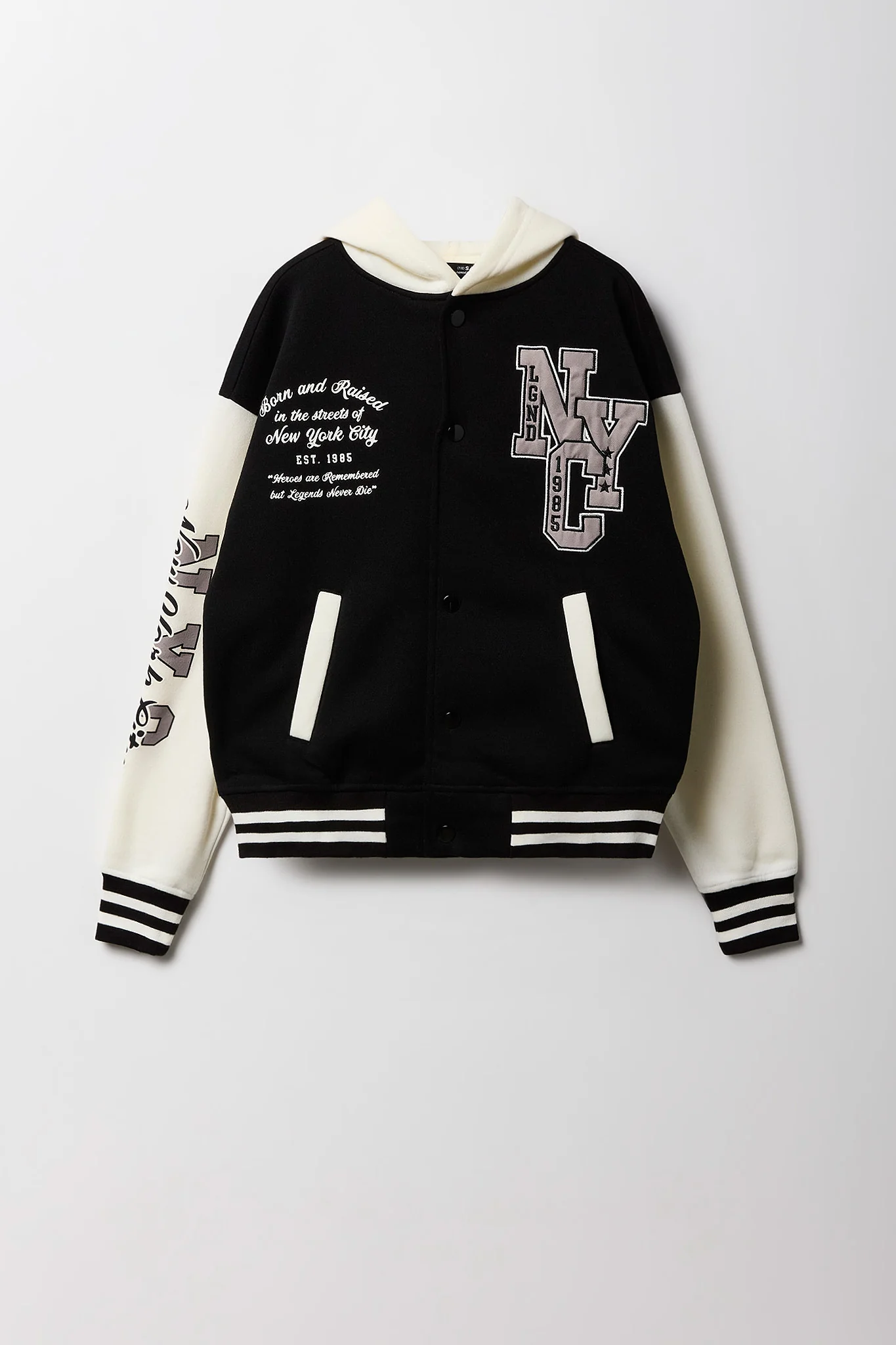 Kids Embroidered Fleece Varsity Jacket - Image 3