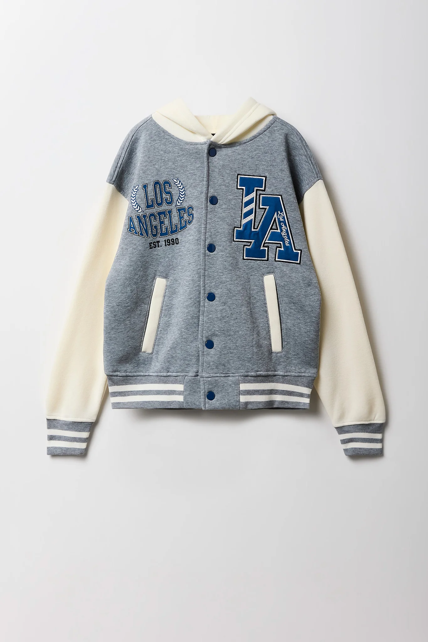 Kids Embroidered Fleece Varsity Jacket - Image 5