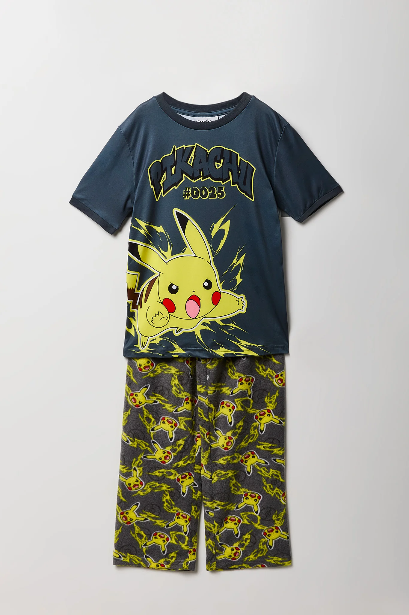 Kids Pikachu Graphic T-Shirt & Plush Pant Pajama Set - Image 6