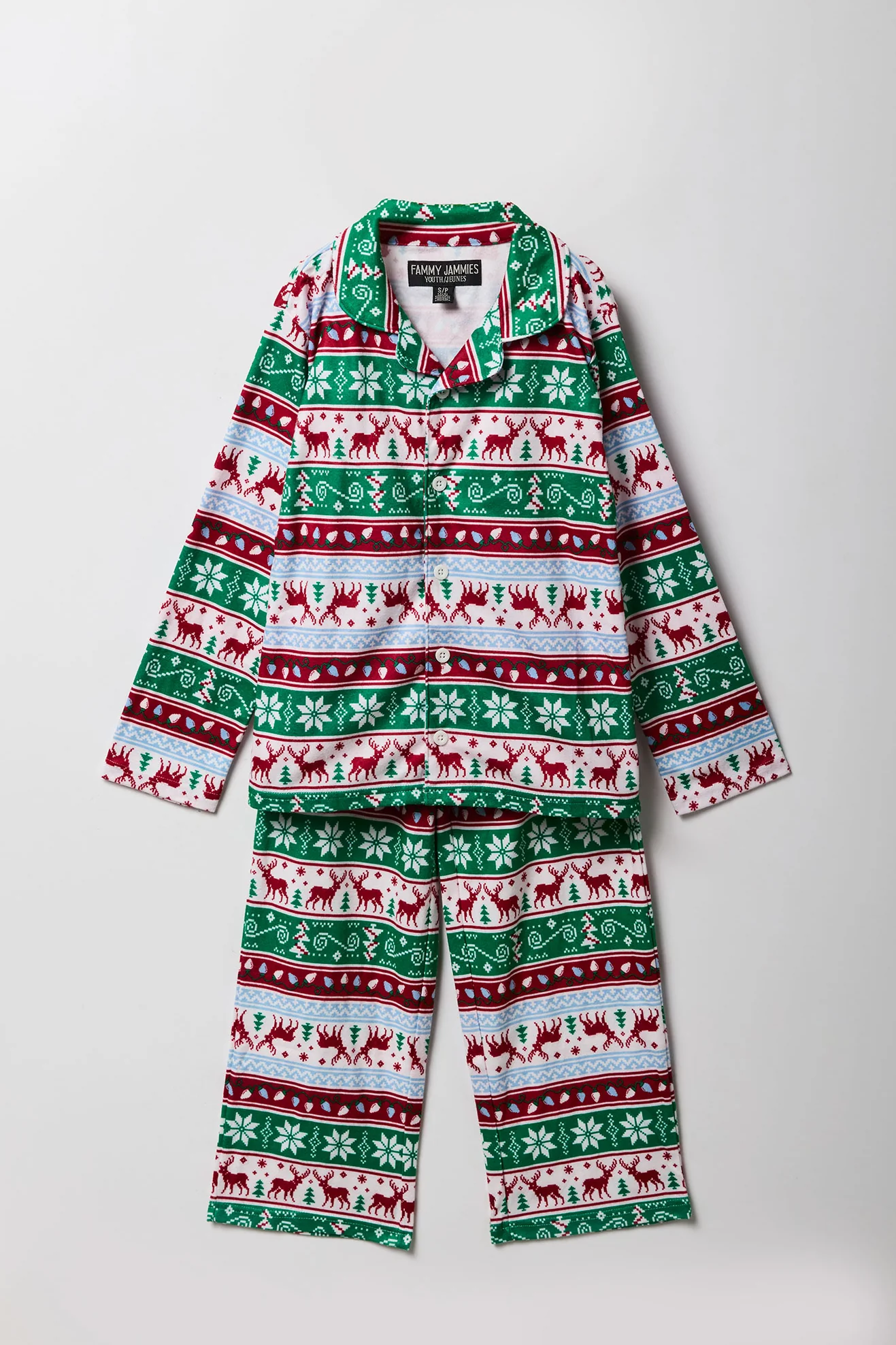 Kids Fammy Jammies Fair Isle Flannel Pajama Set - Image 2