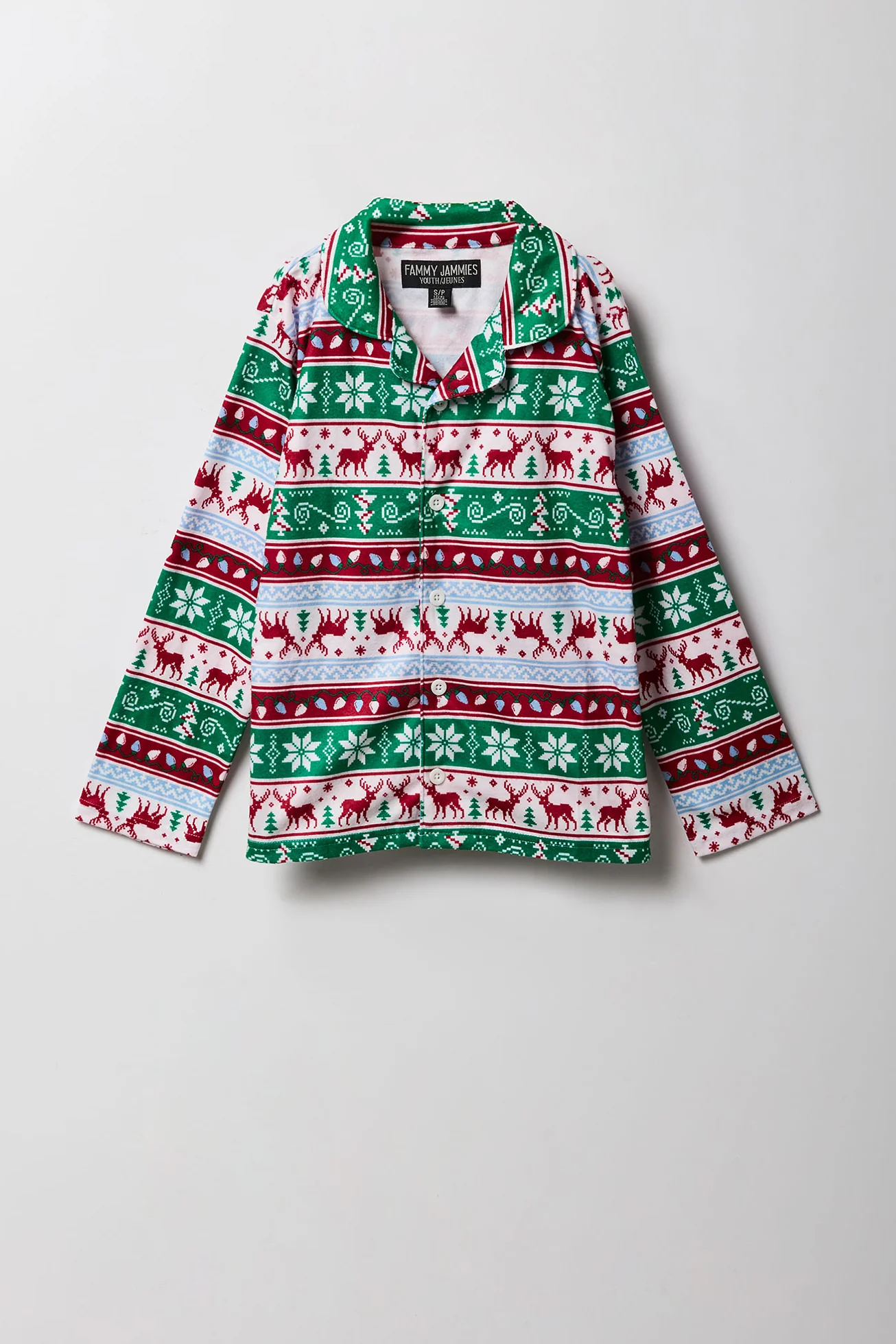 Kids Fammy Jammies Fair Isle Flannel Pajama Set - Image 3