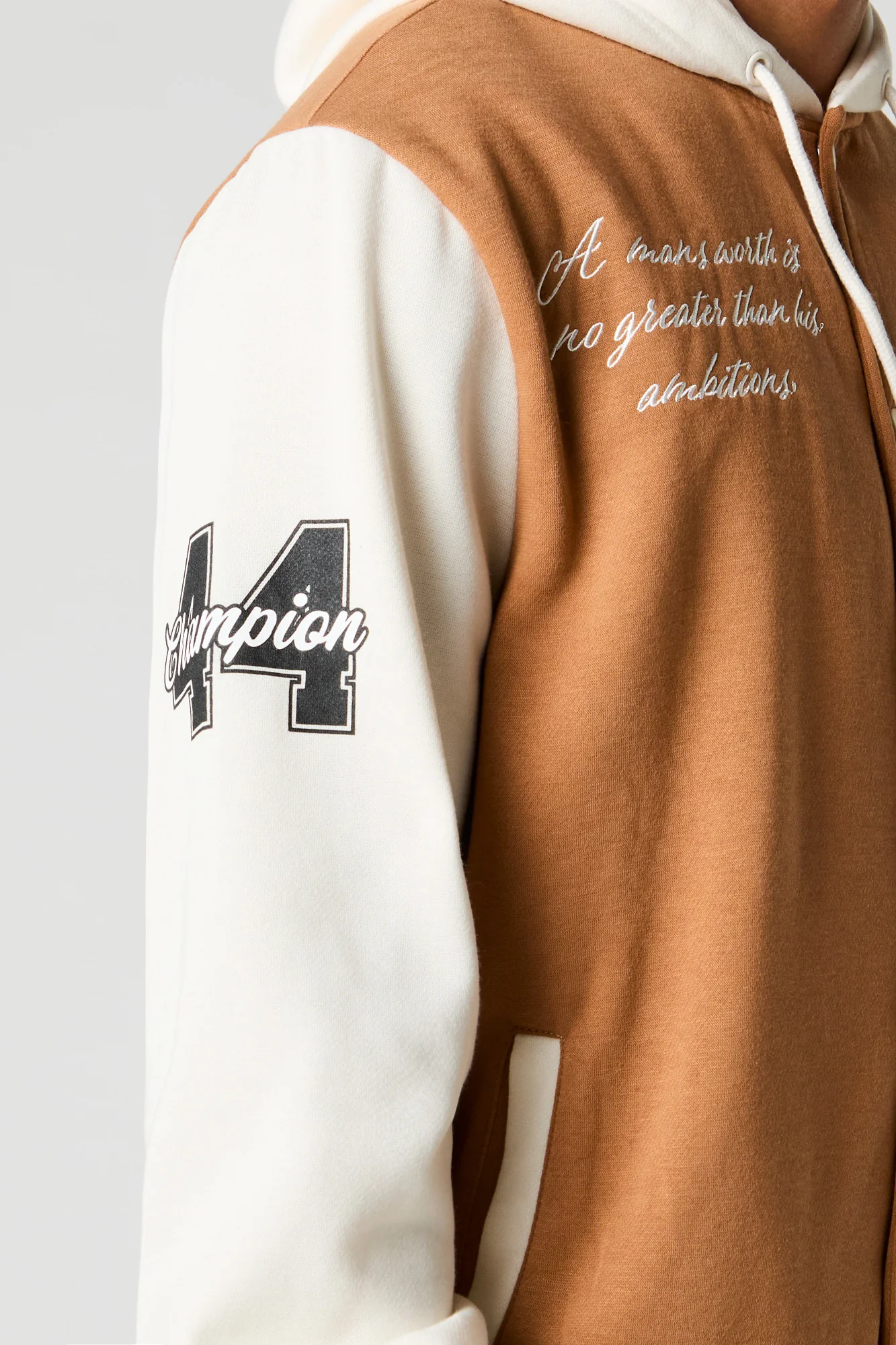 P Chenille Embroidered Varsity Jacket - Image 4