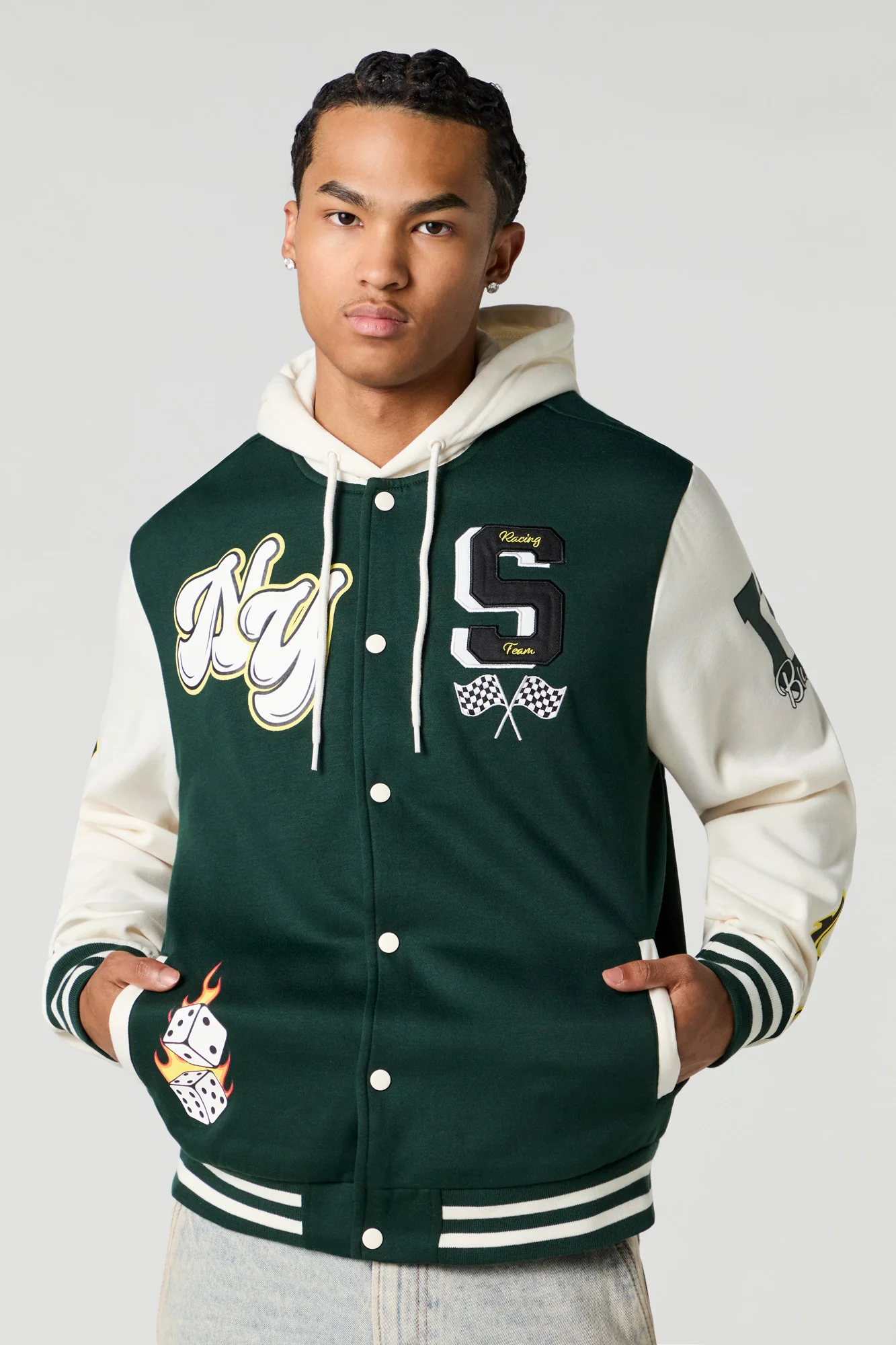 S Racing Team Twill Embroidered Varsity Jacket