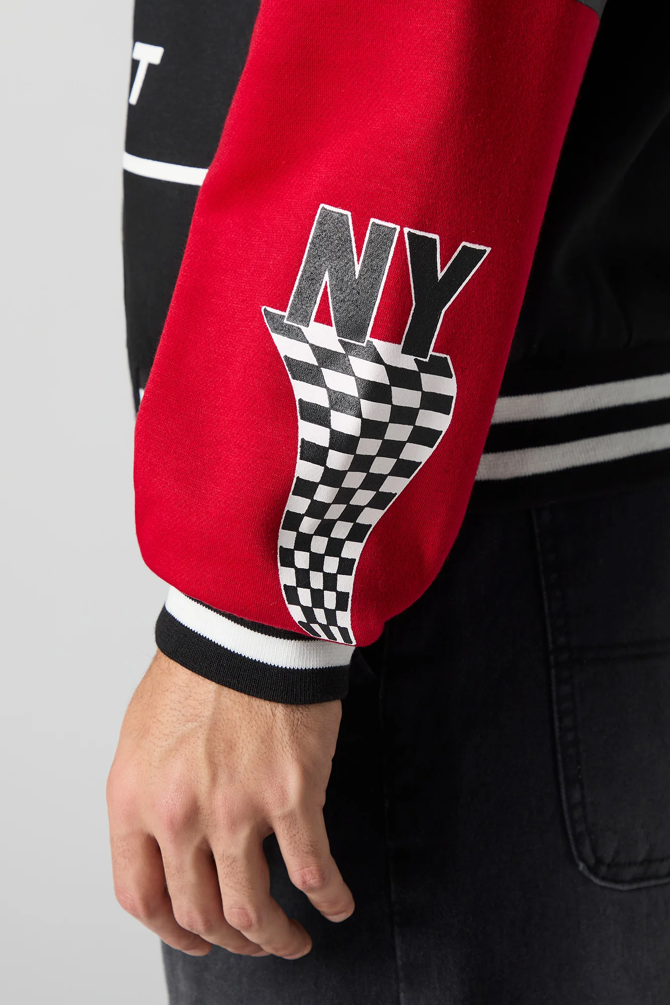 Blouson collégien à broderie en chenille NY Racing - Image 5