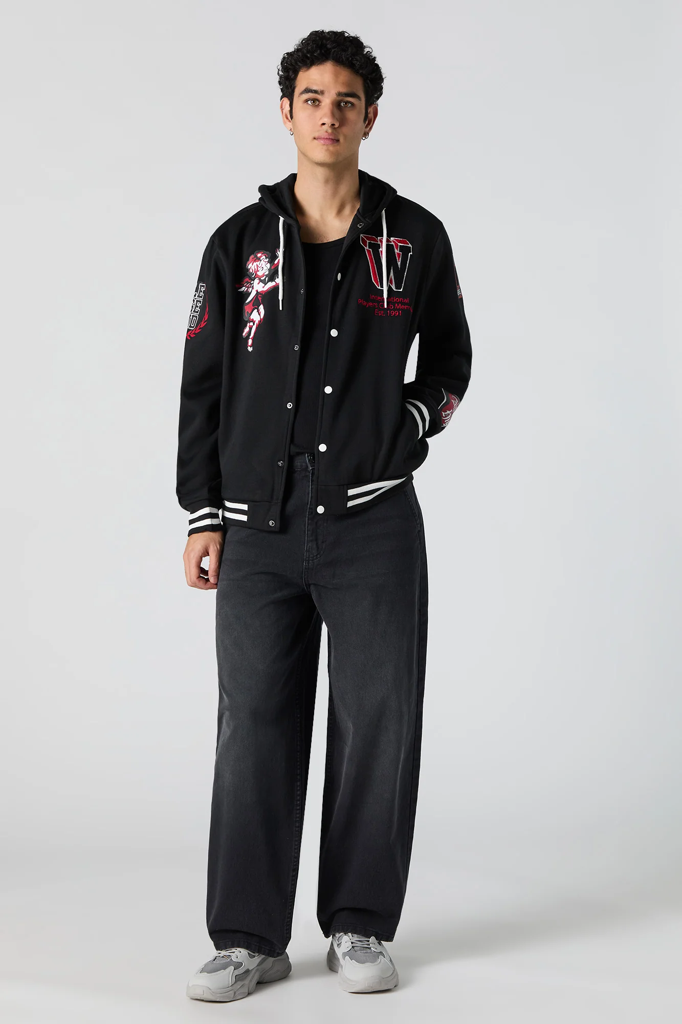 W Chenille Embroidered Varsity Jacket - Image 3