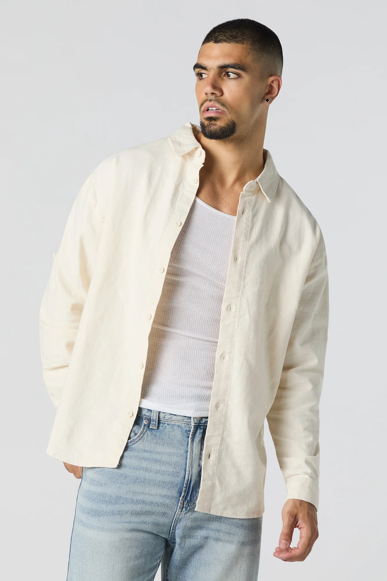 Textured Button-Up Long Sleeve Top - Image 13