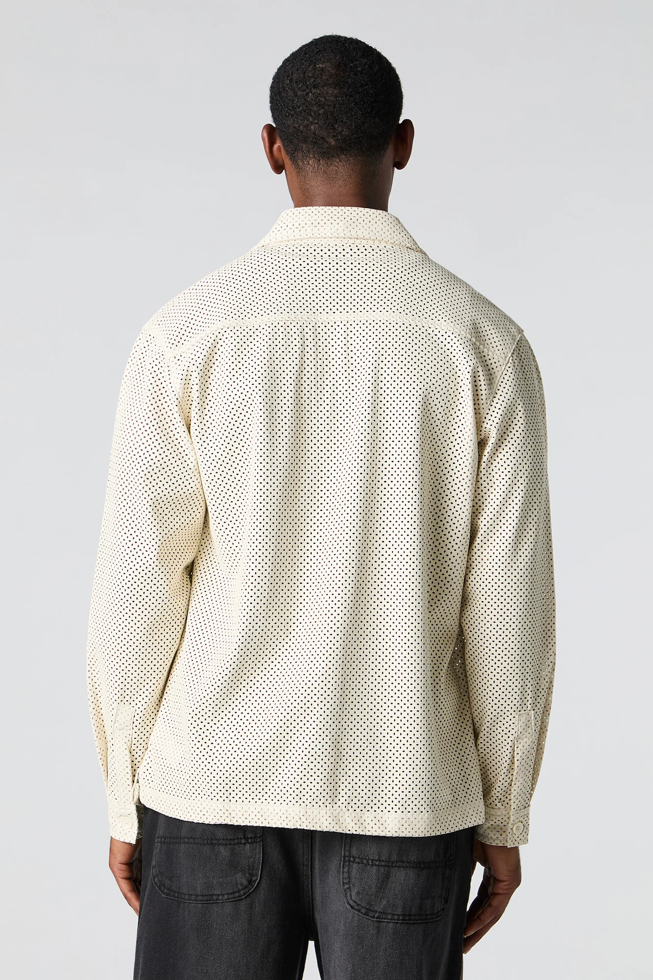 Perforated Faux Leather Button-Up Top - Image 2