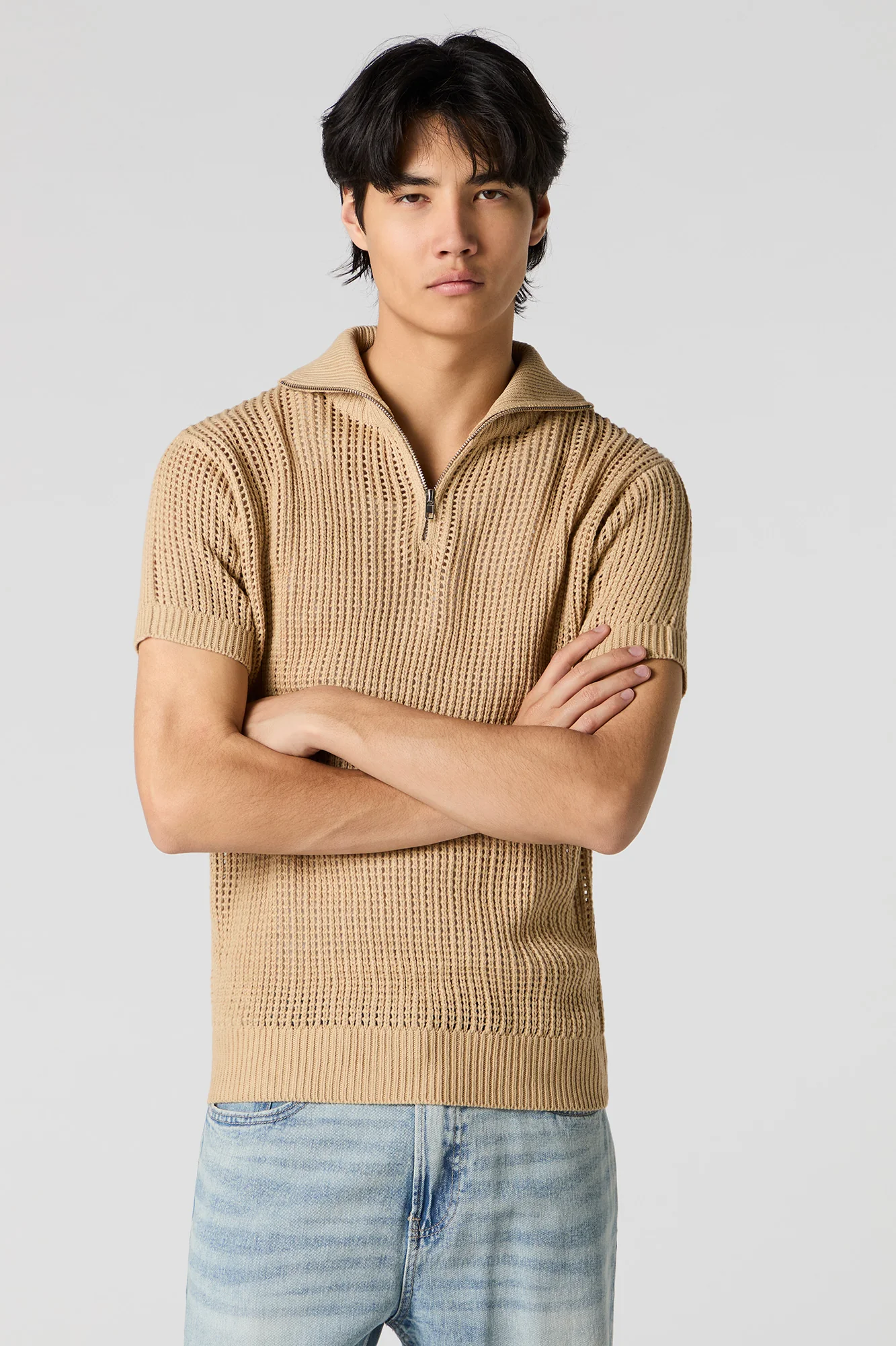 Polo en tricot ajouré avec fermeture à glissière - Image 13