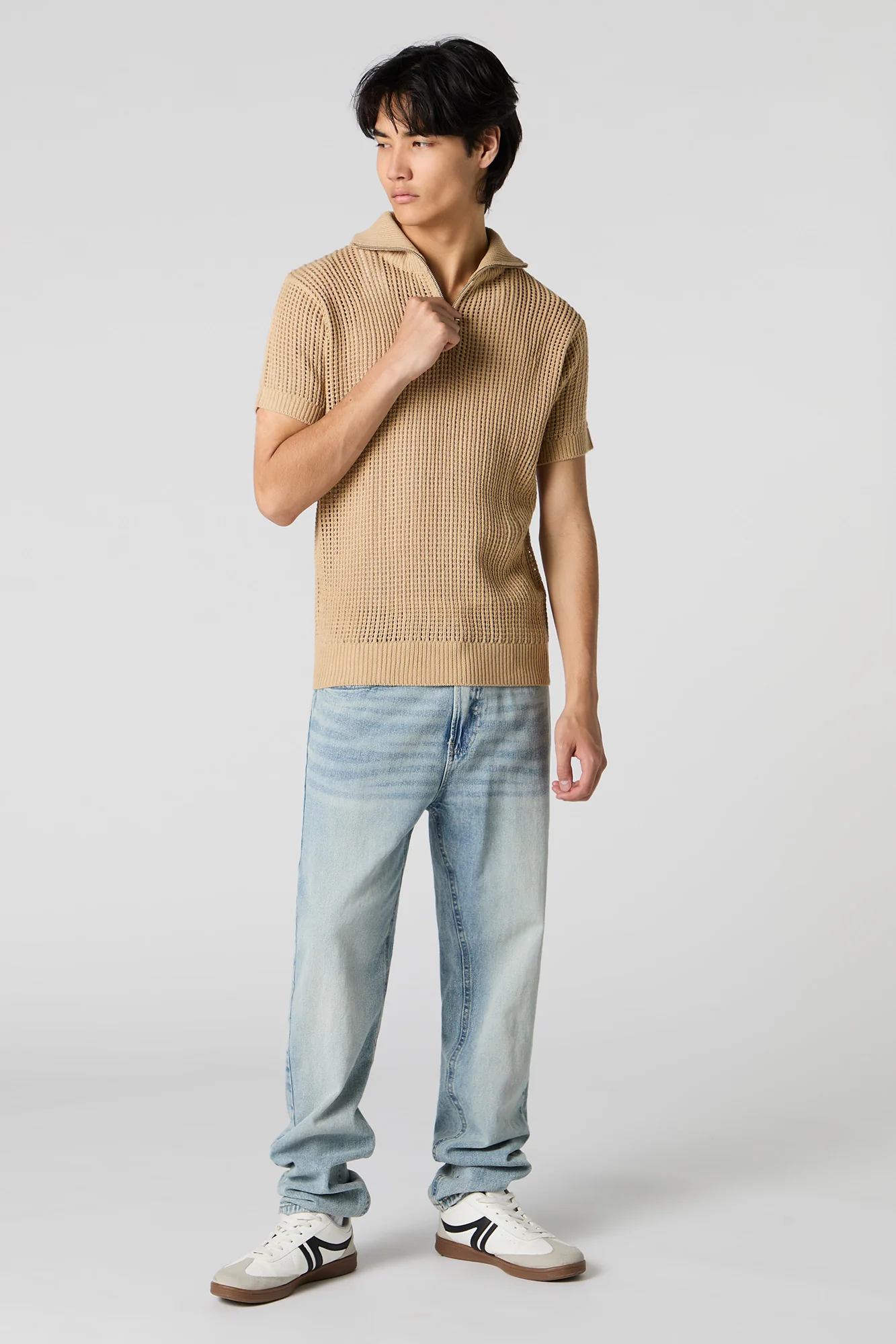 Polo en tricot ajouré avec fermeture à glissière - Image 15