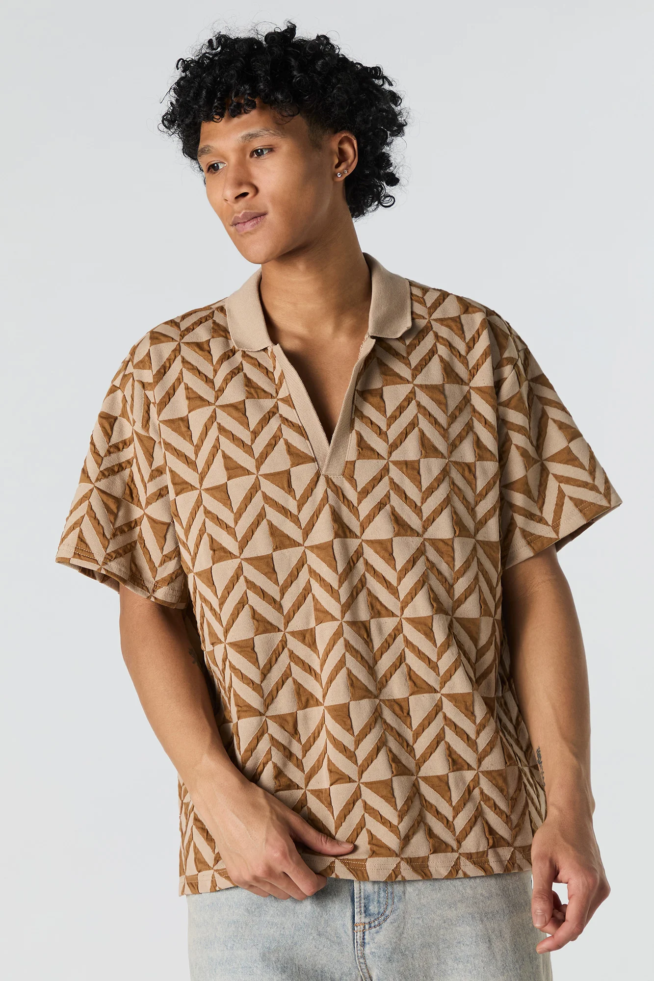 Polo en jacquard texturé