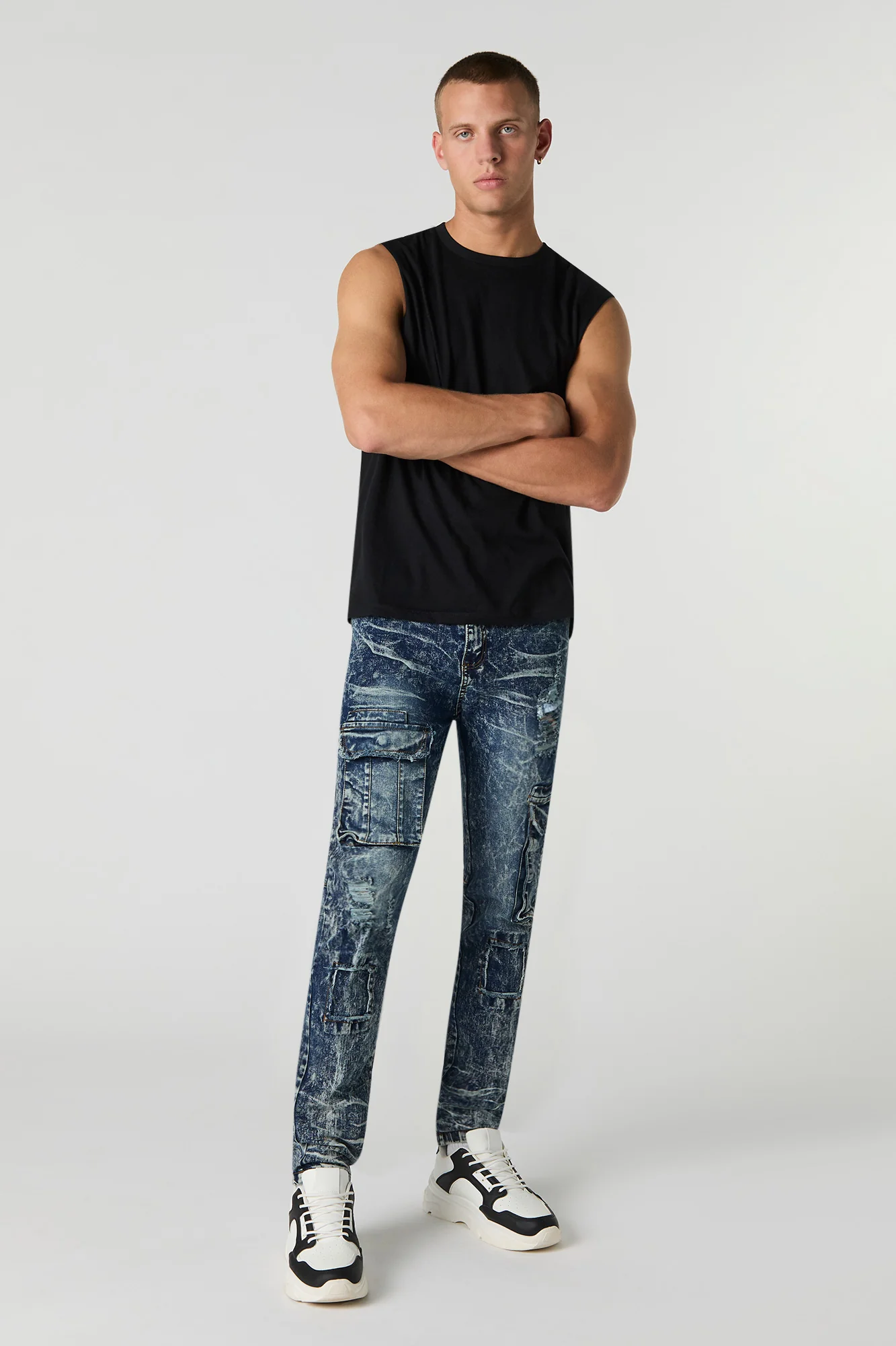 Distressed Skinny Cargo Jean - Image 3